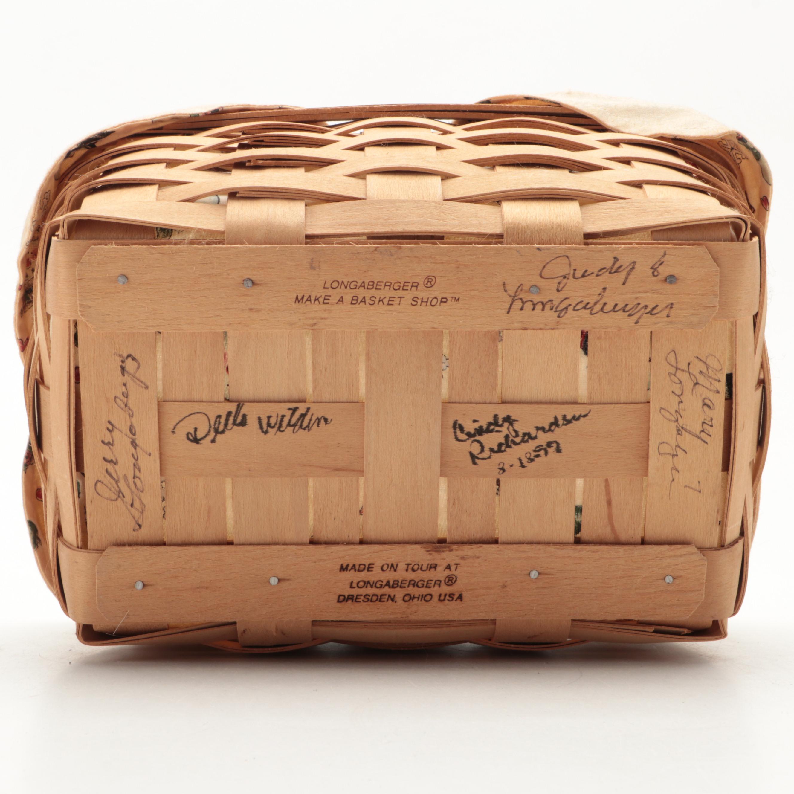 Longaberger White Oak Woven Lidded Baskets