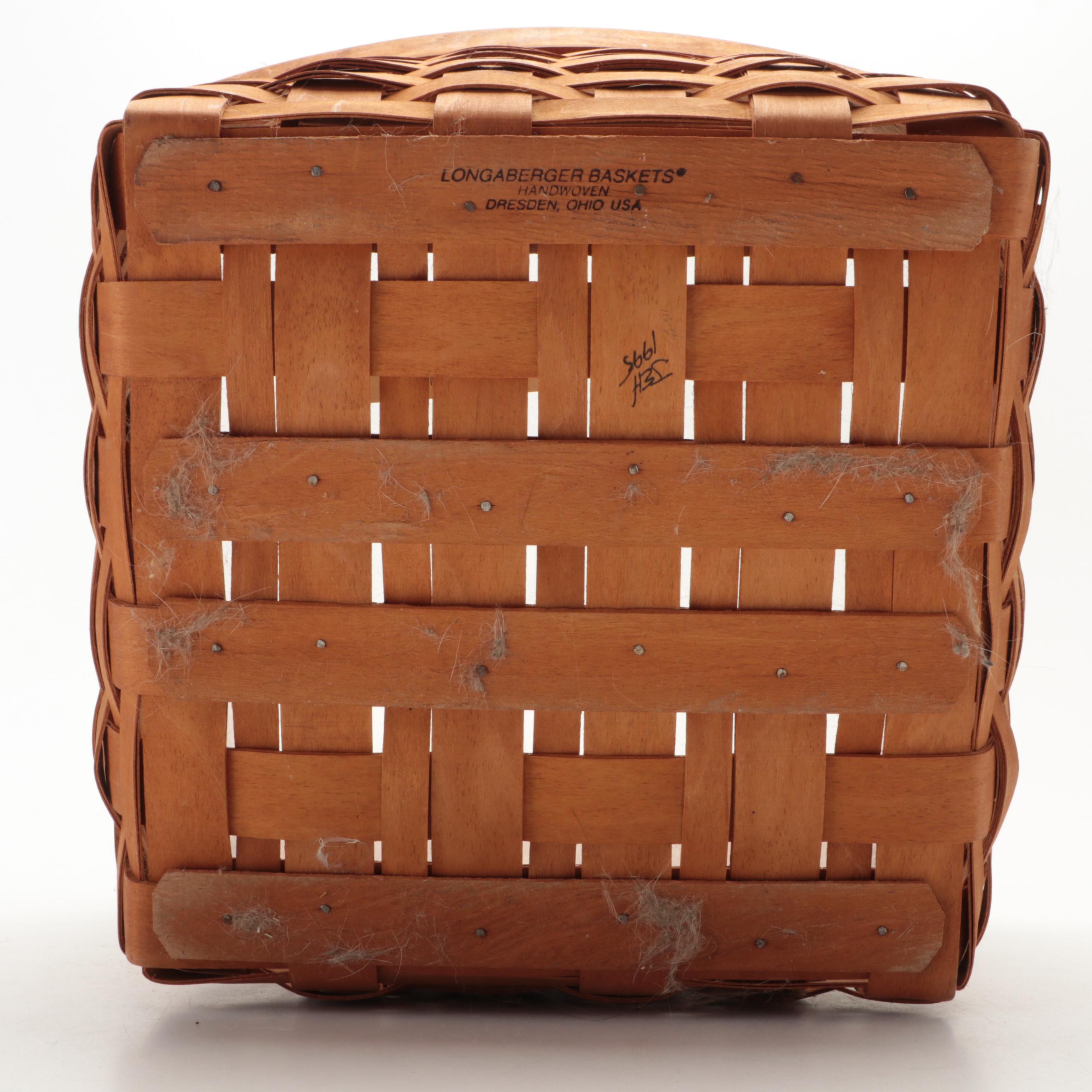 Longaberger White Oak Woven Lidded Baskets