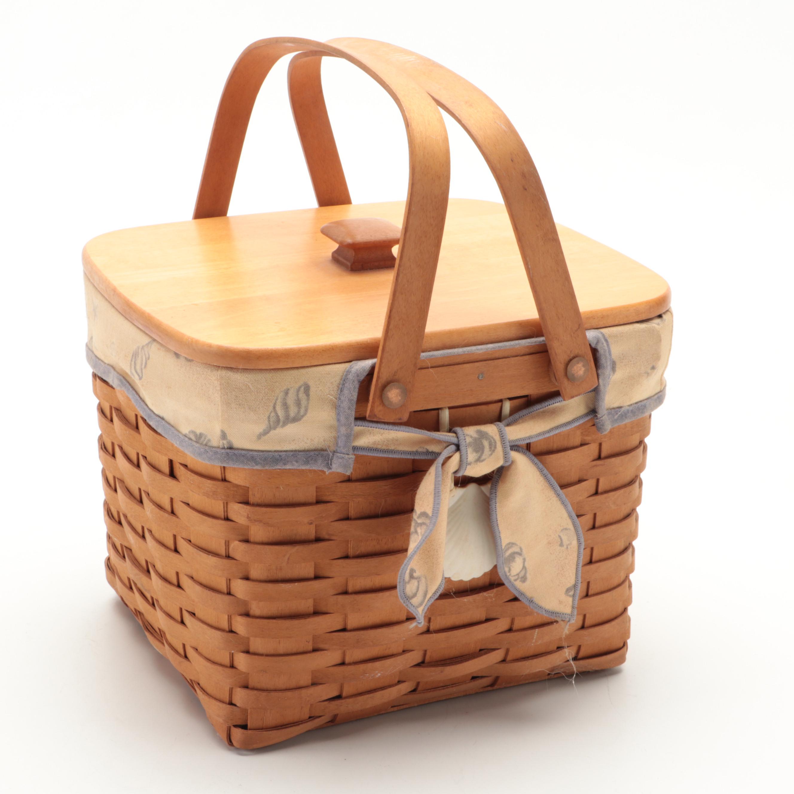Longaberger White Oak Woven Lidded Baskets
