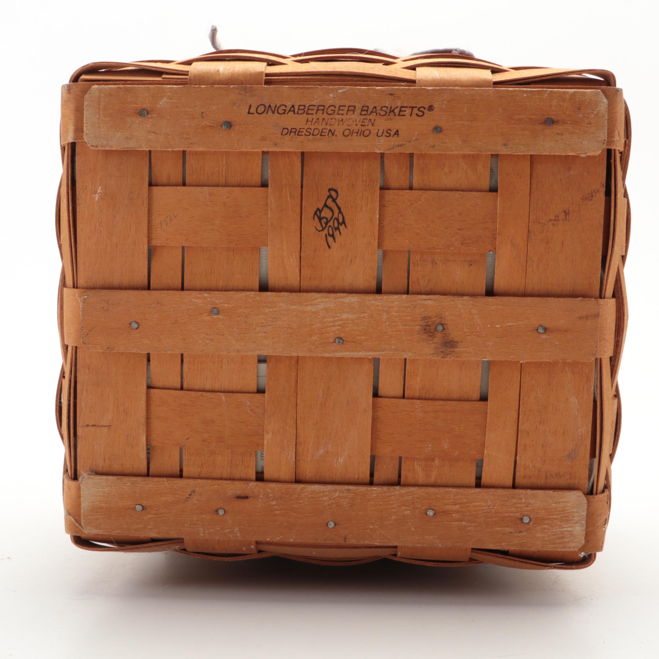 Longaberger White Oak Woven Lidded Baskets