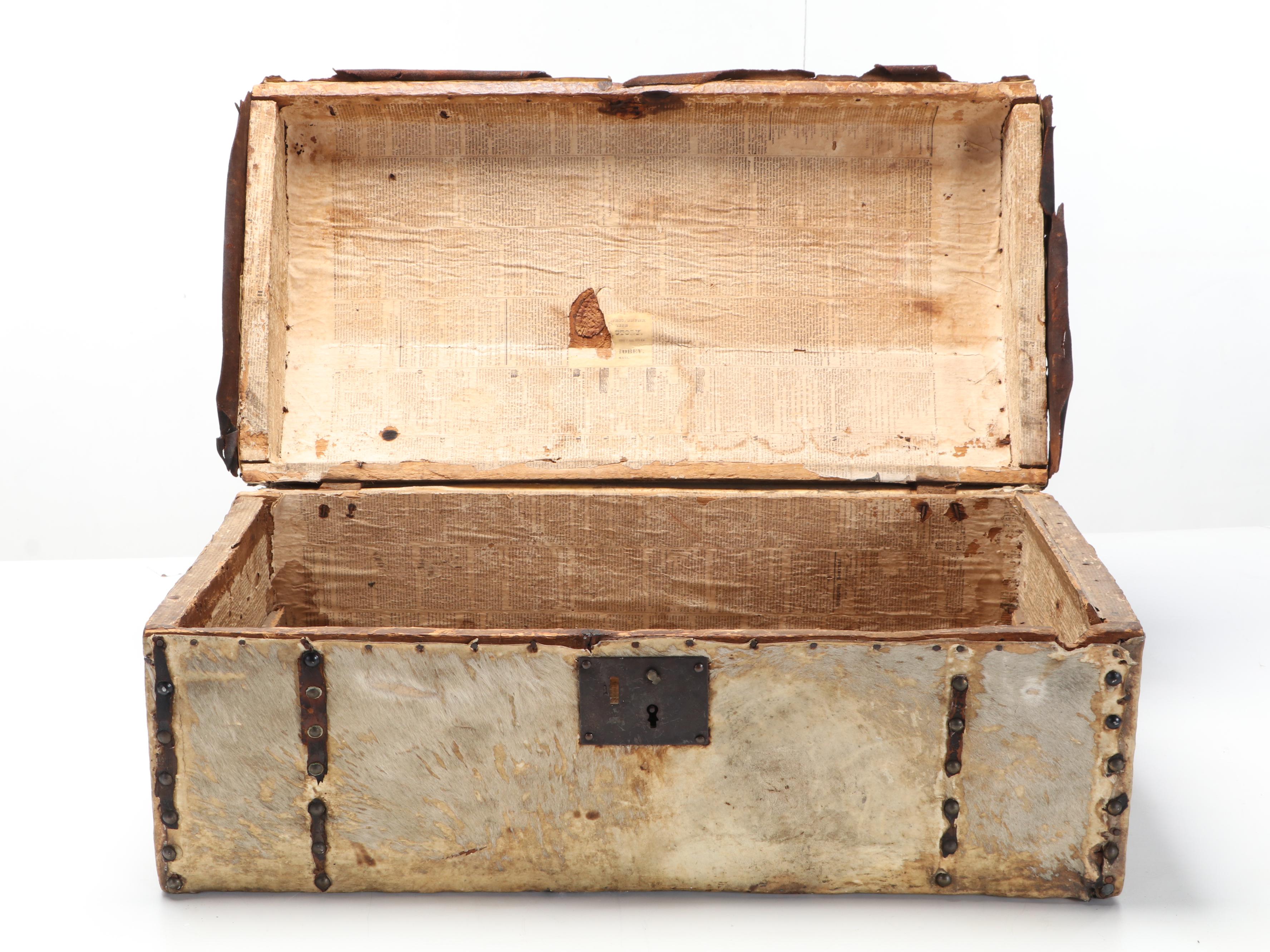 European Hide Covered Storage Trunk, Circa 1800