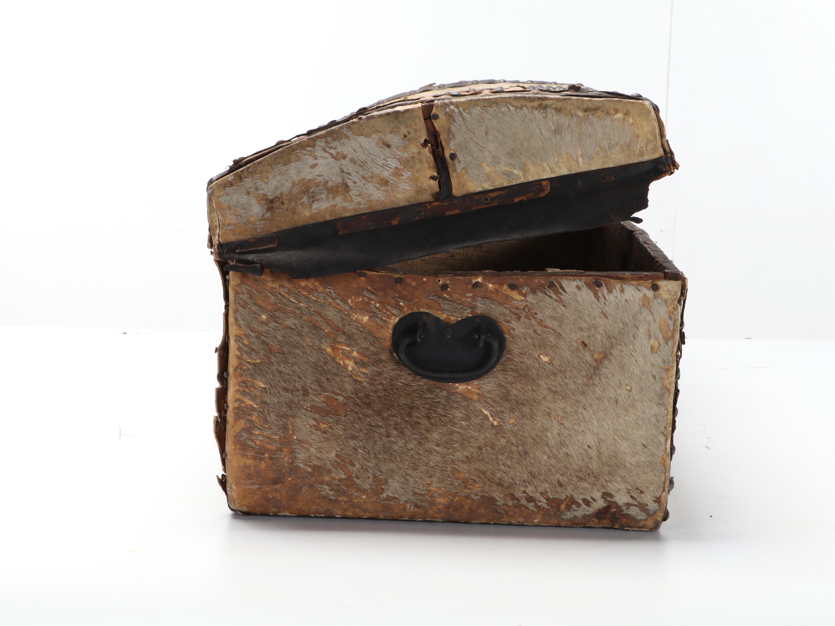 European Hide Covered Storage Trunk, Circa 1800