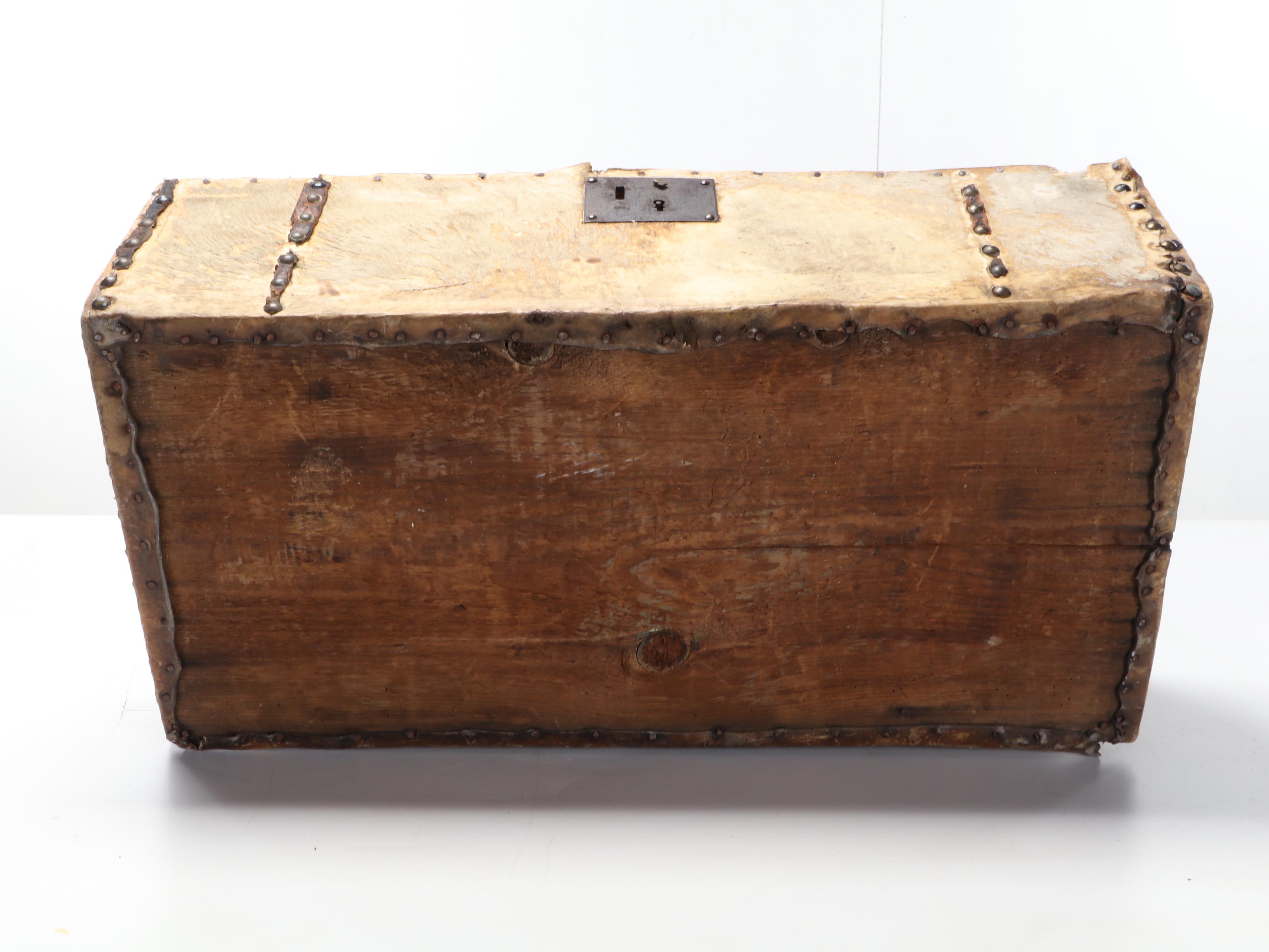 European Hide Covered Storage Trunk, Circa 1800