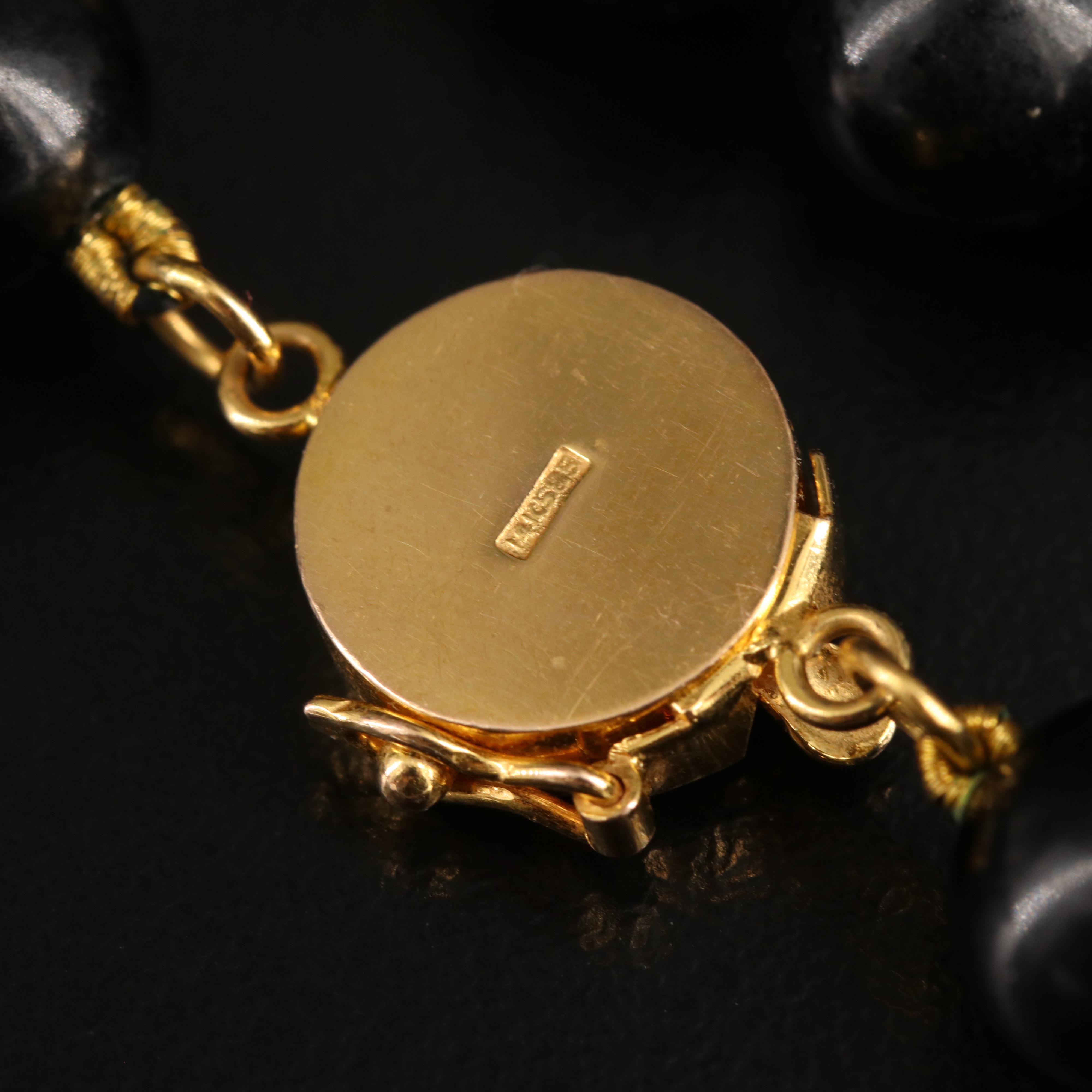 14K Black Onyx Necklace with Good Fortune Clasp