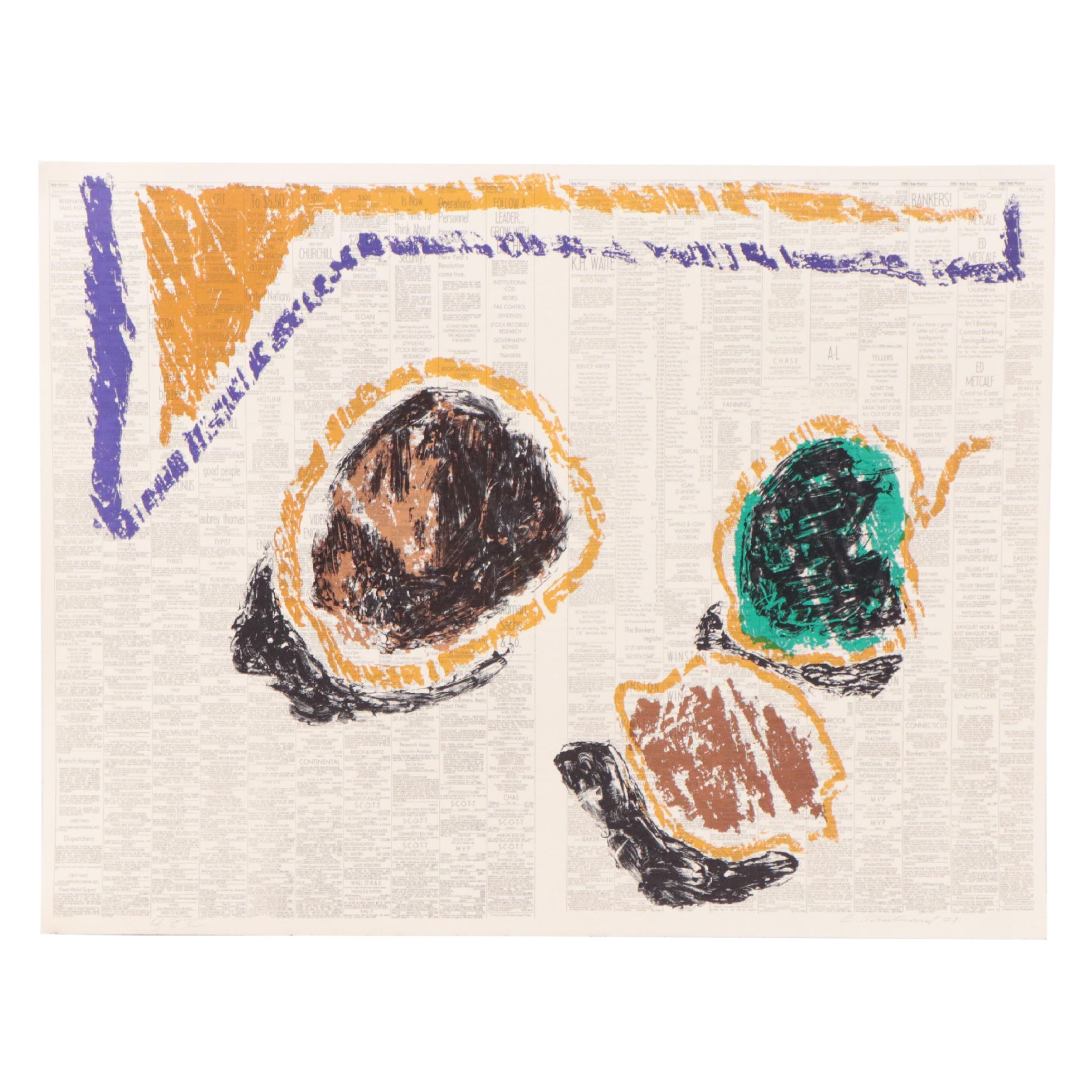 Edvins Strautmanis Modernist Color Lithograph, 1978