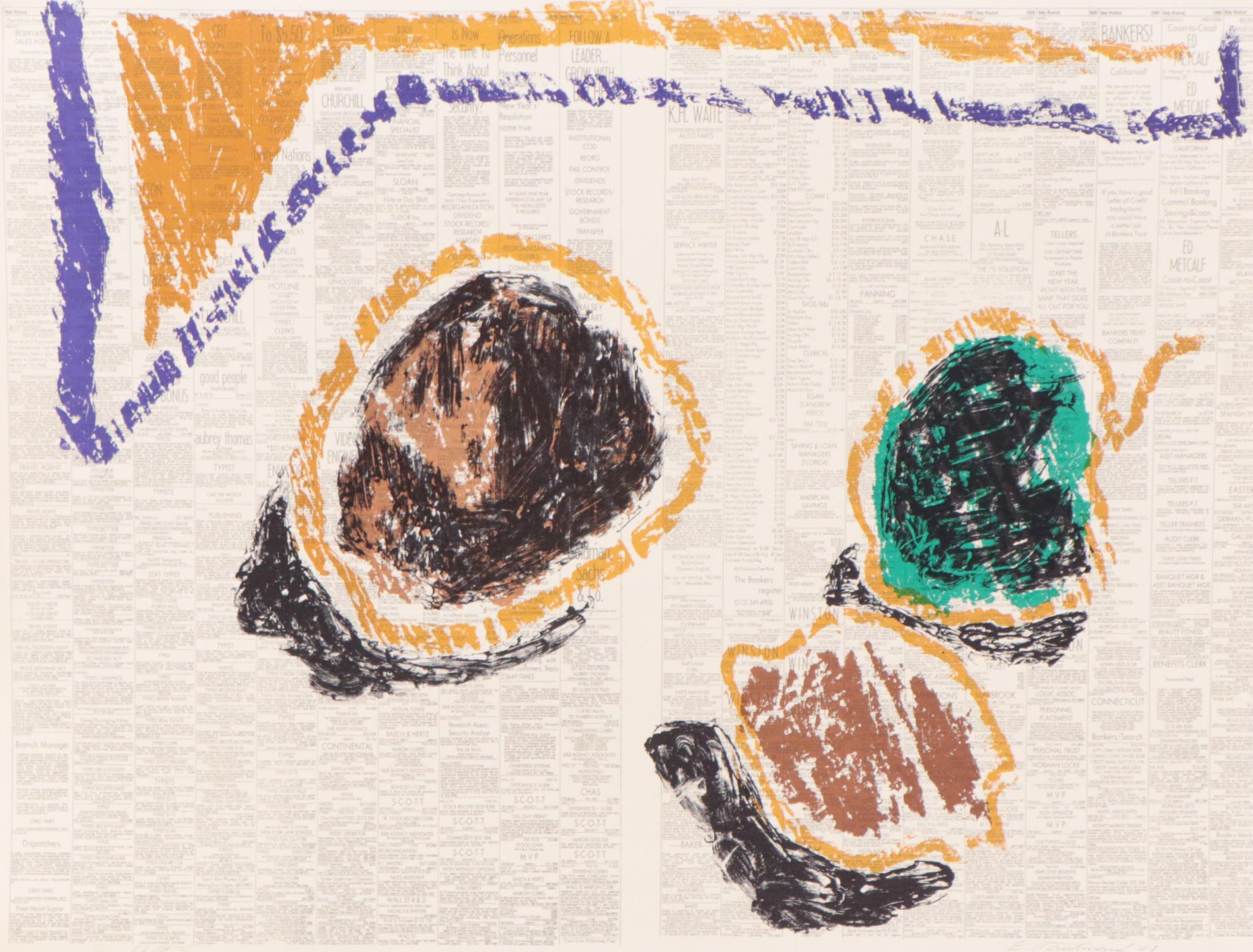 Edvins Strautmanis Modernist Color Lithograph, 1978