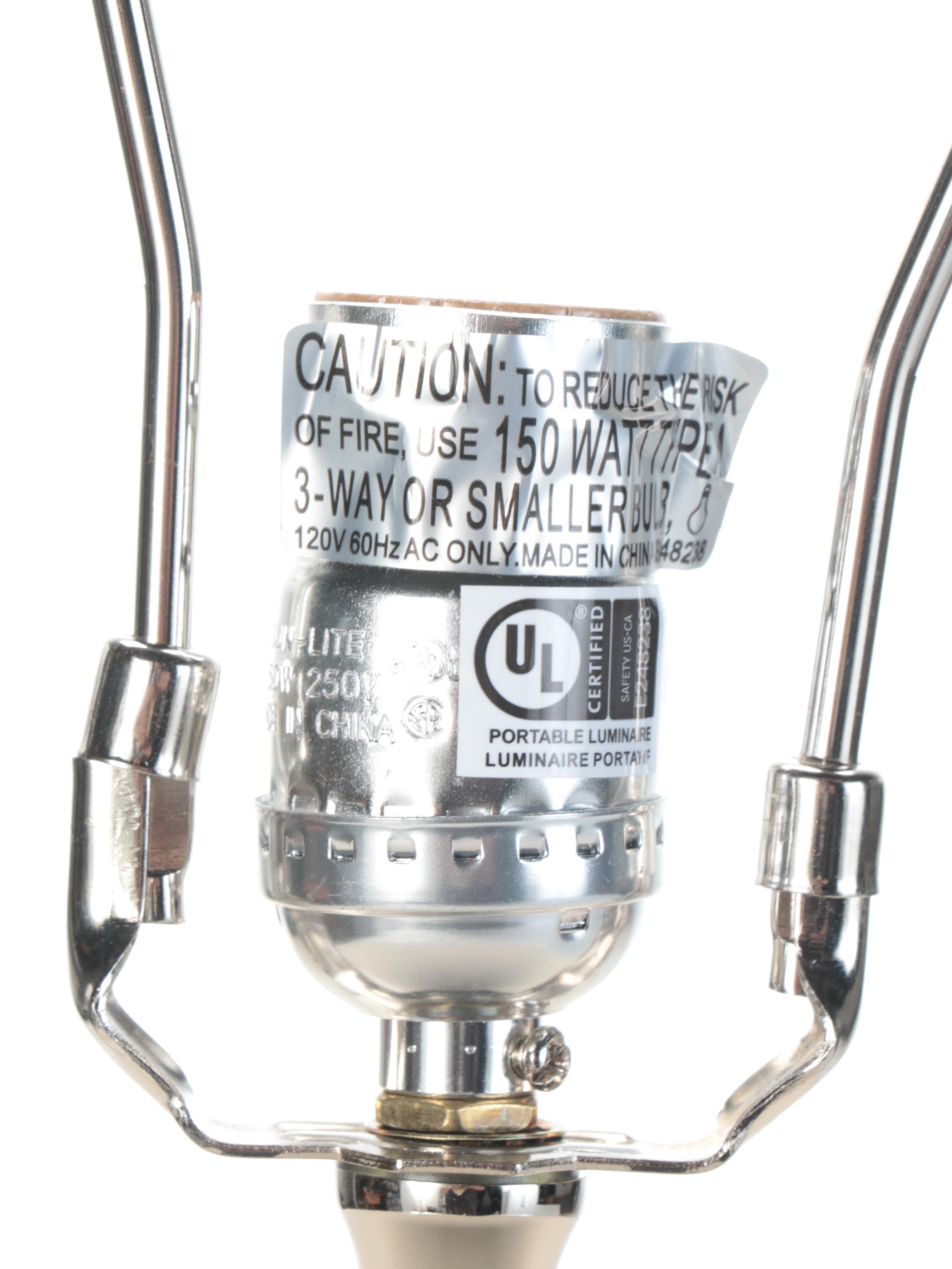 Scalamandre Ming Fretwork Blue and White Ceramic Cylinder Table Lamp