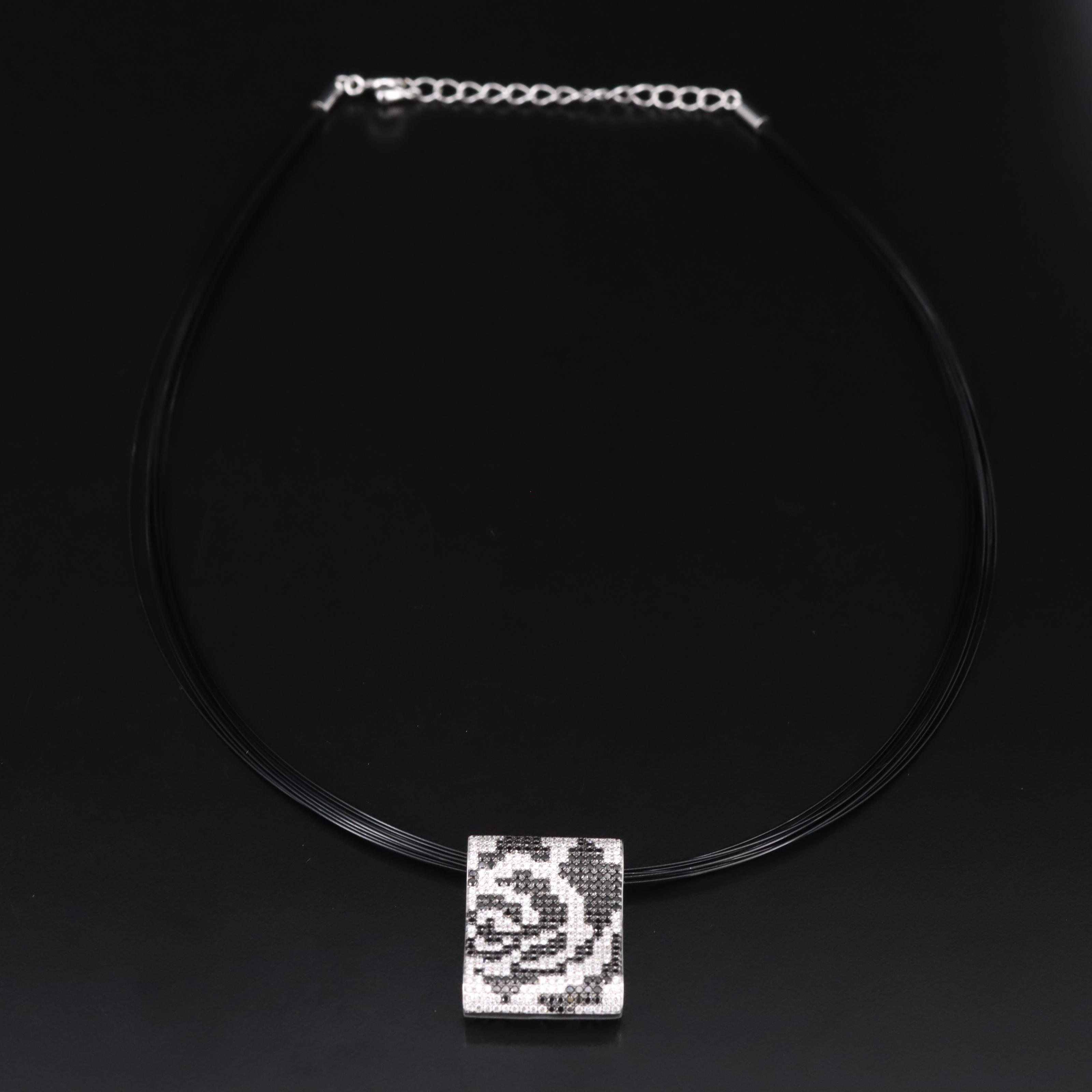 18K 2.75 CTW Pavé Diamond Rose Slide Pendant on Multi-Strand Necklace