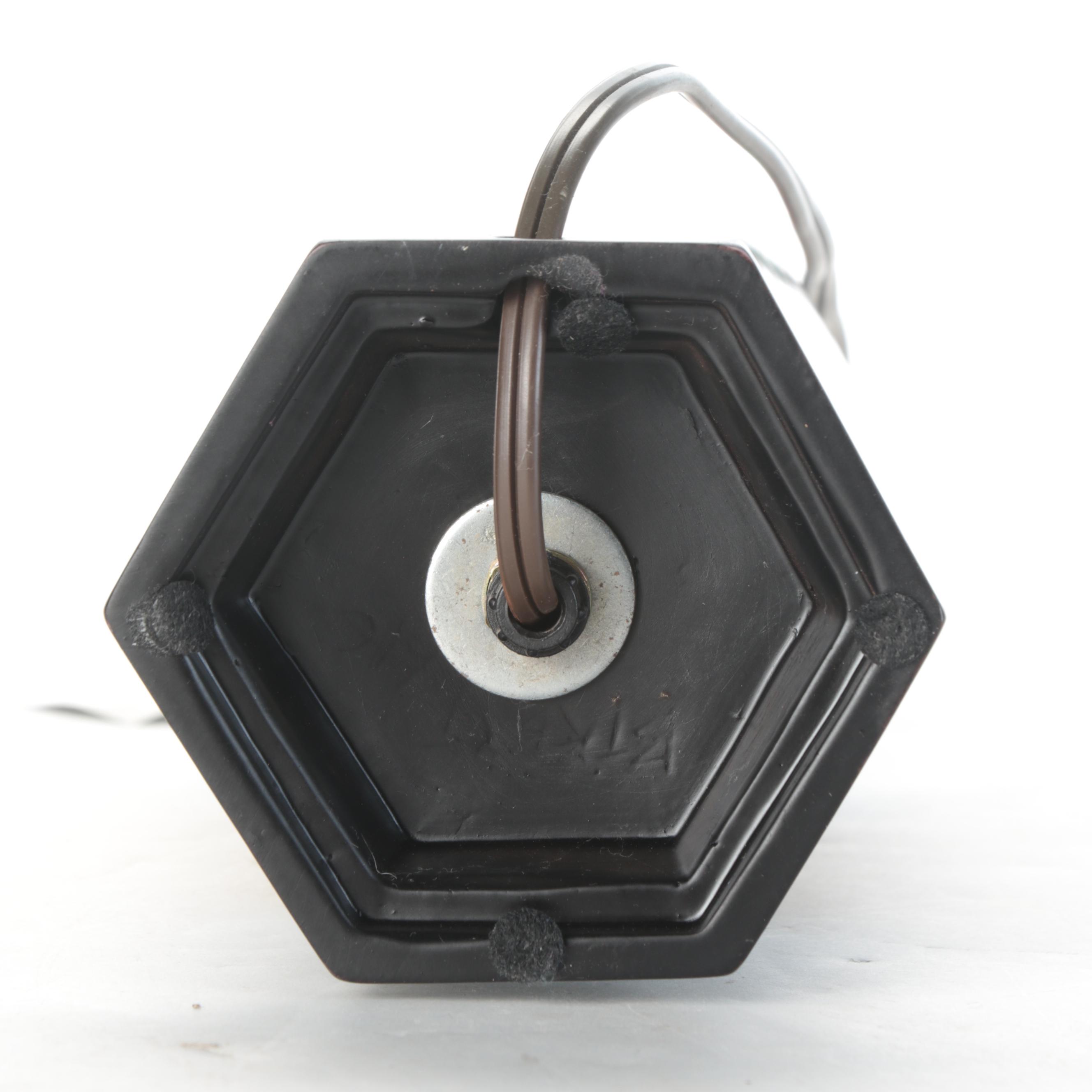 Chinese Phoenix Motif Porcelain Hexagonal Vase Table Lamp, Late 20th Century