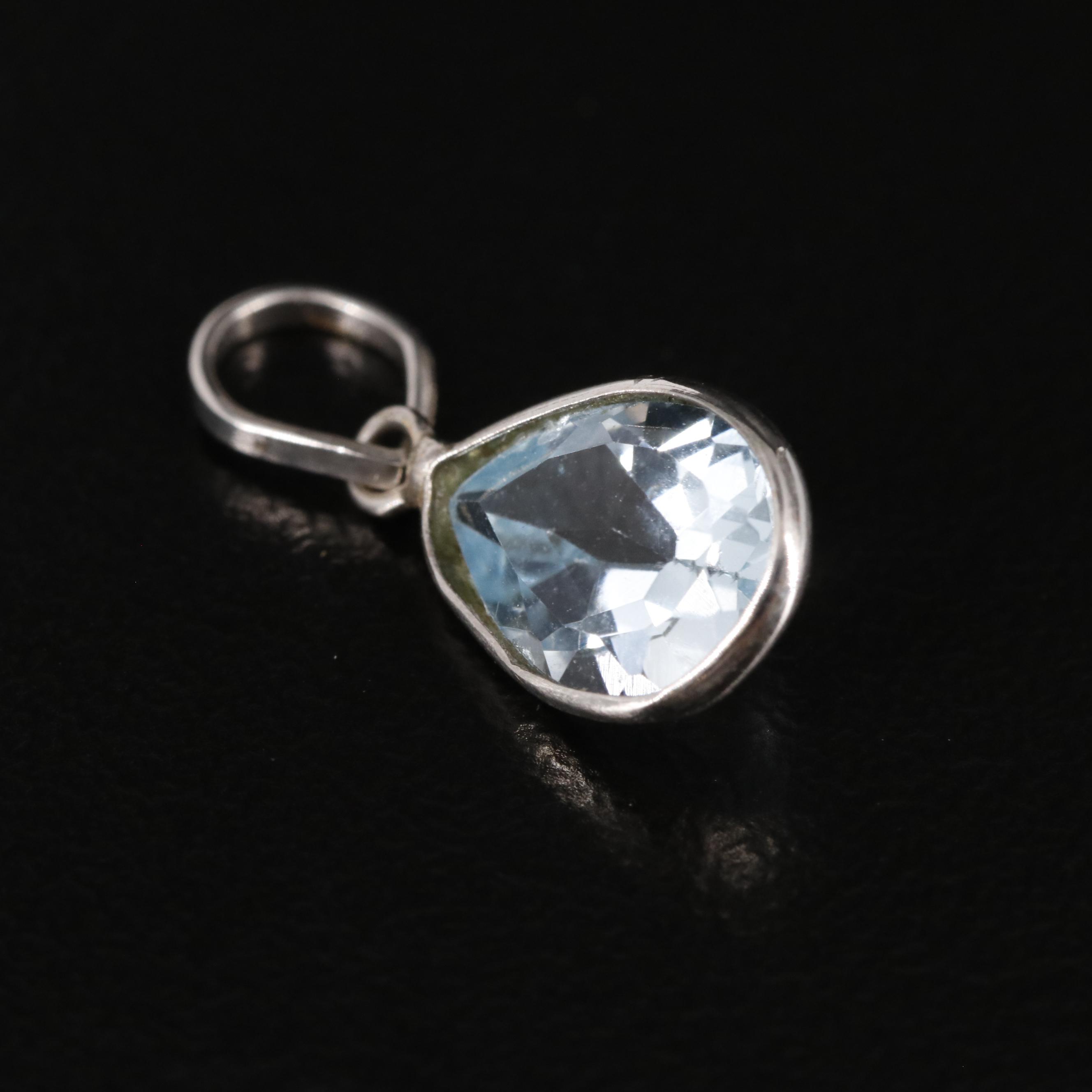 14K Blue Topaz Pendant