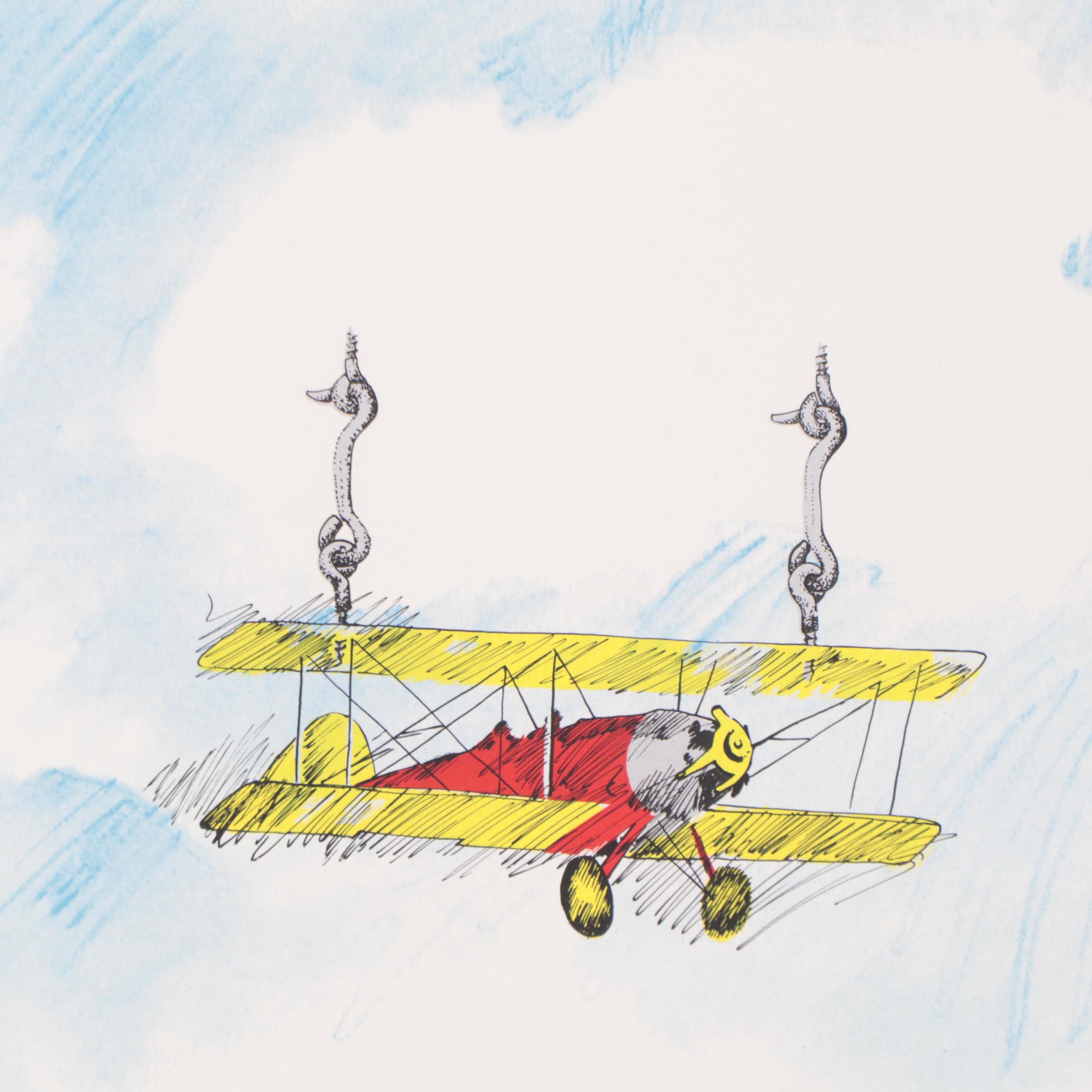 Joyce Arons Modernist Serigraph "She Flies..."