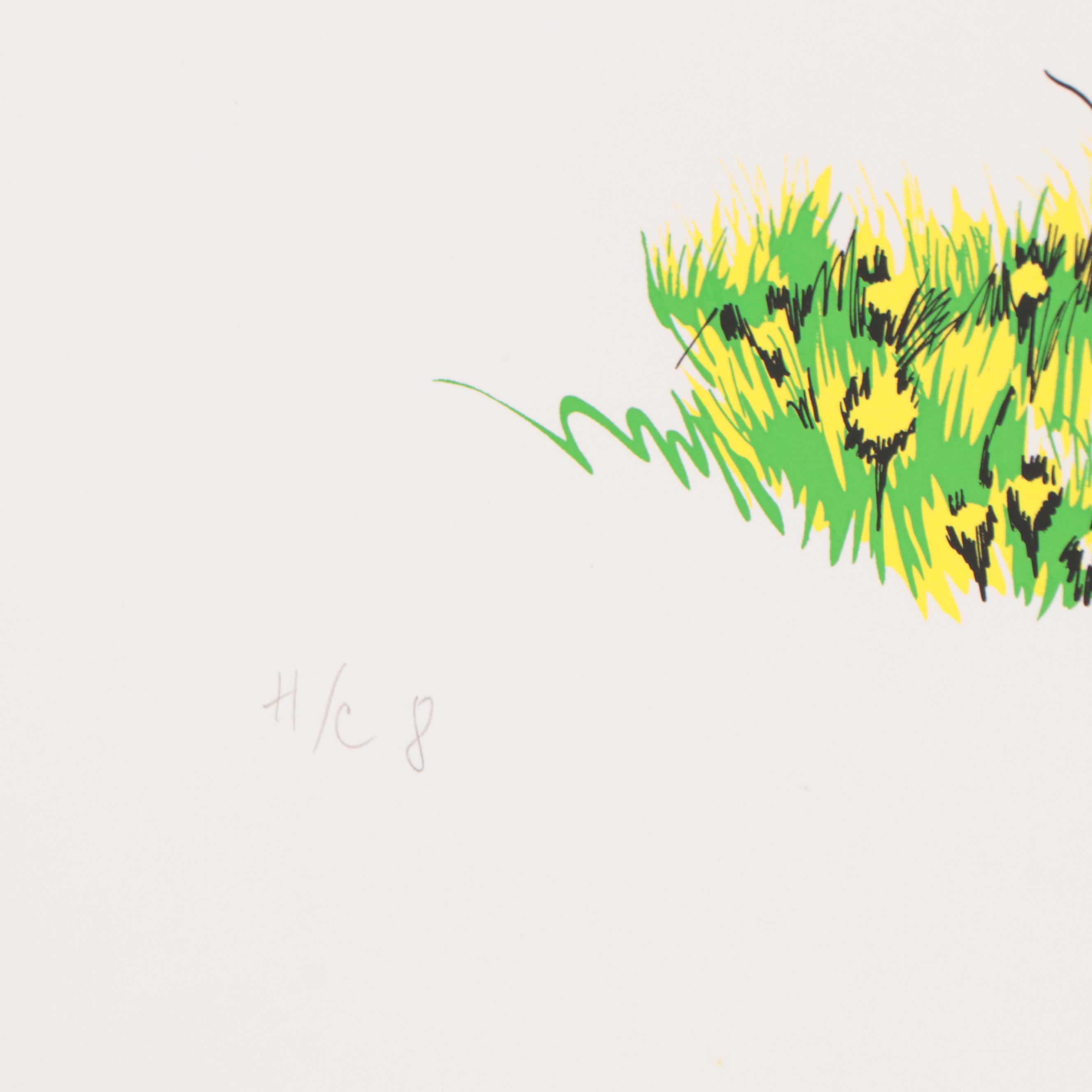 Joyce Arons Modernist Serigraph "She Flies..."