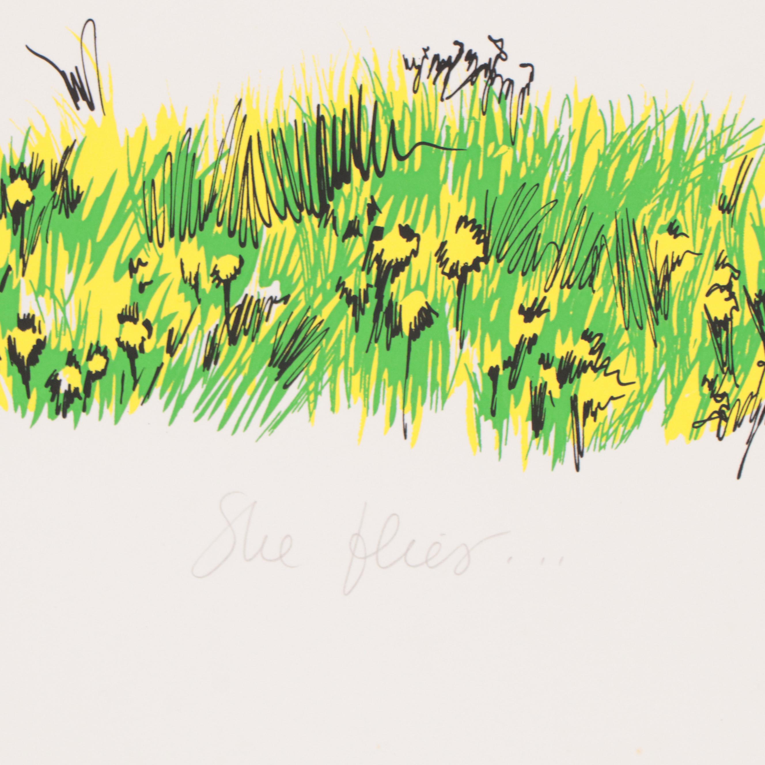 Joyce Arons Modernist Serigraph "She Flies..."