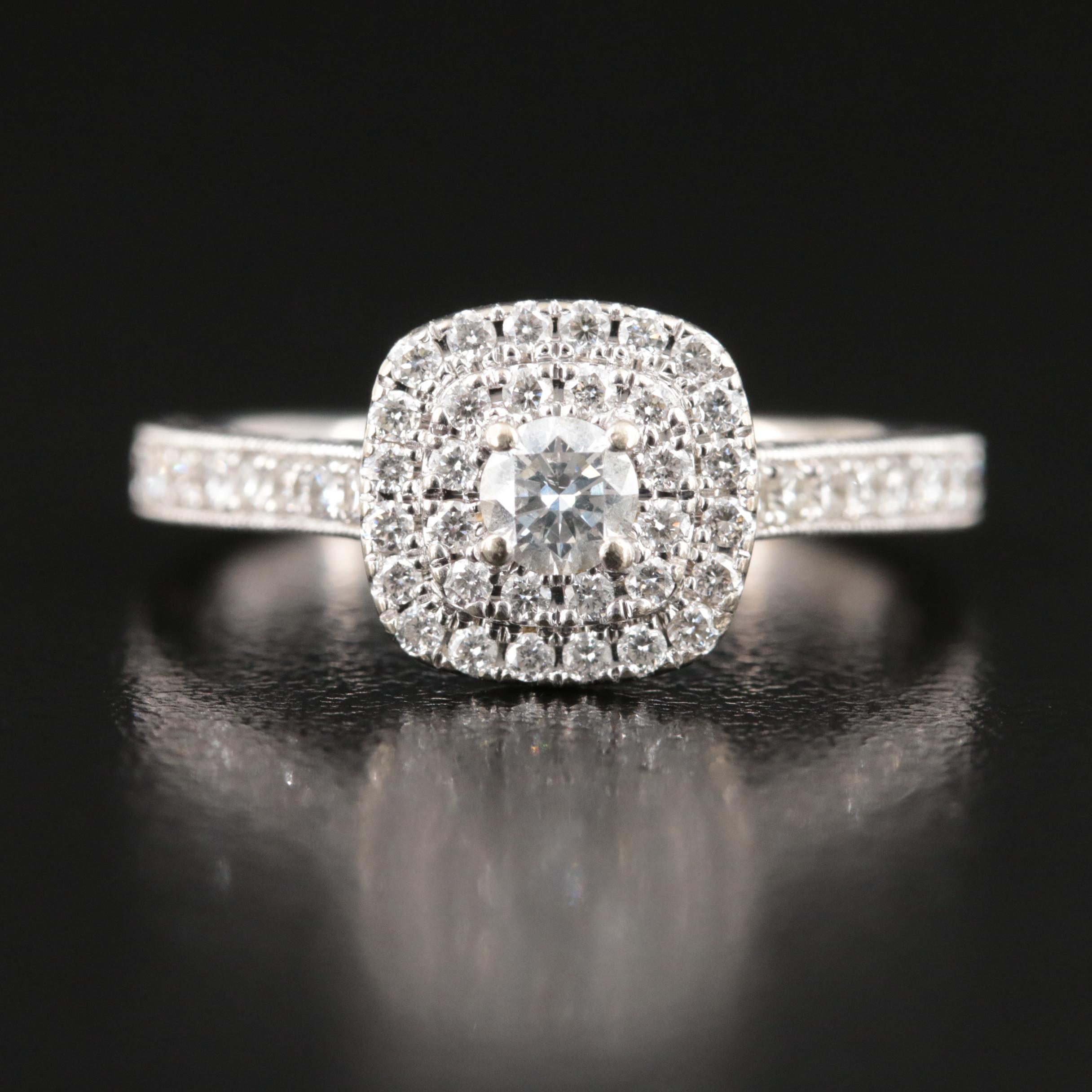 Neil Land 14K 0.94 CTW Diamond Double Halo Ring