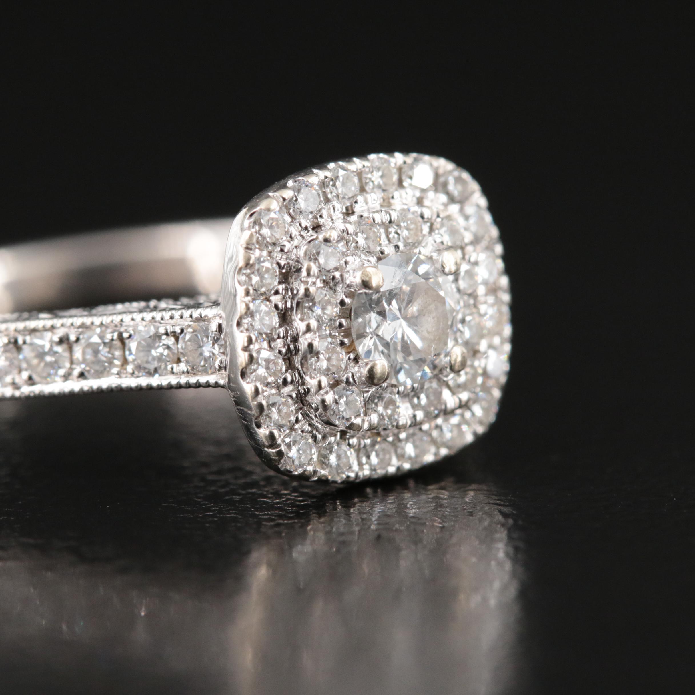 Neil Land 14K 0.94 CTW Diamond Double Halo Ring