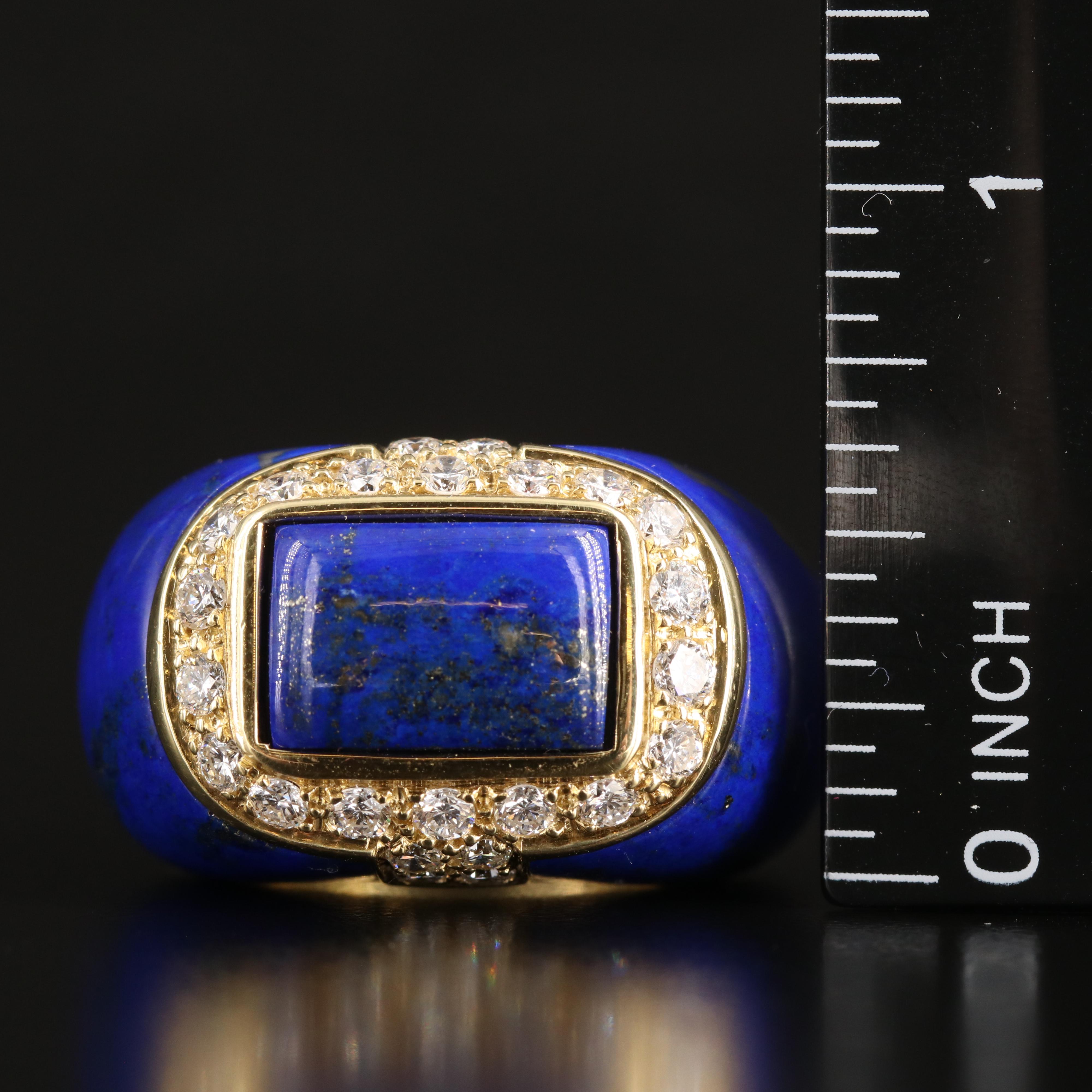 1970s 18K Lapis Lazuli and 1.04 CTW Diamond Bombé Ring