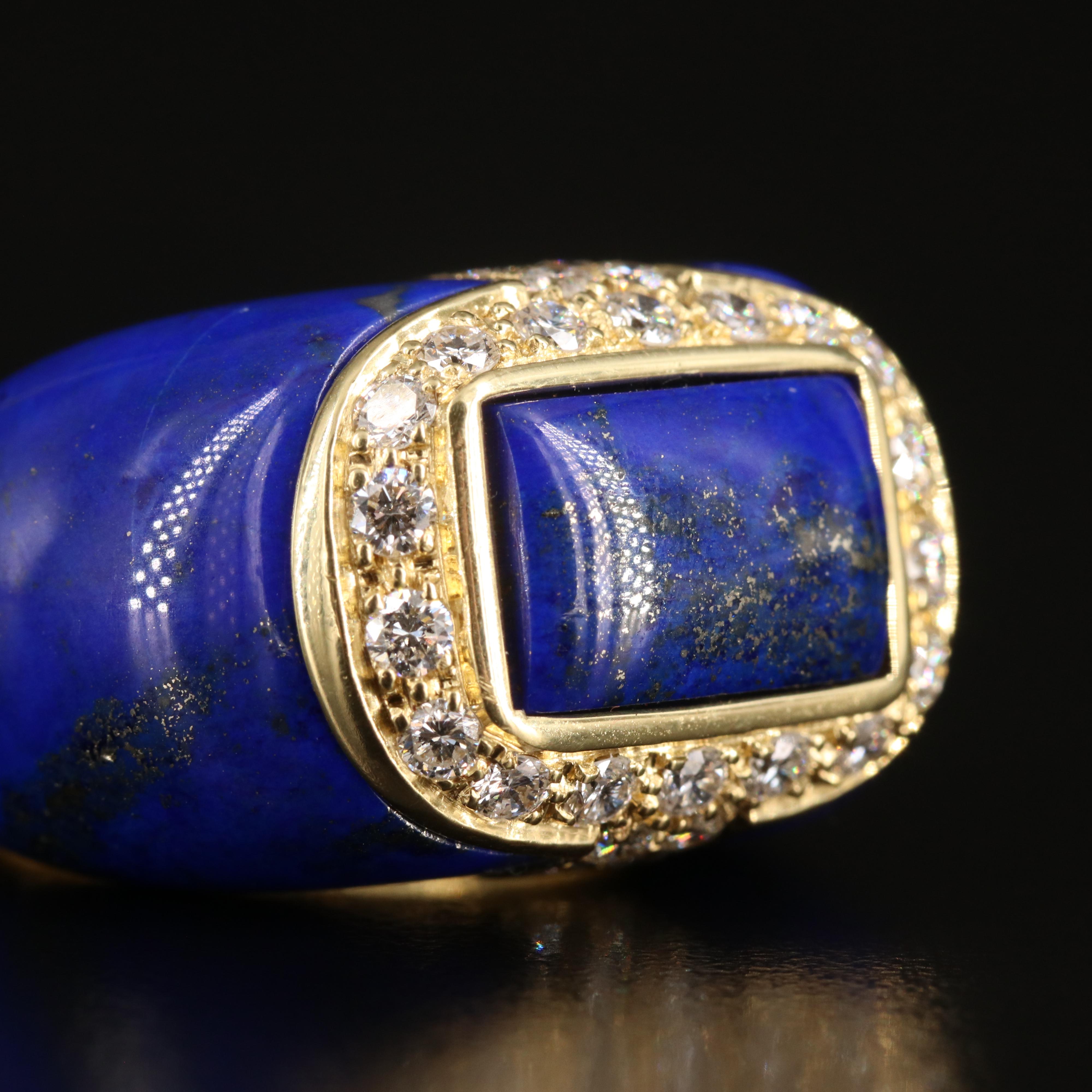 1970s 18K Lapis Lazuli and 1.04 CTW Diamond Bombé Ring