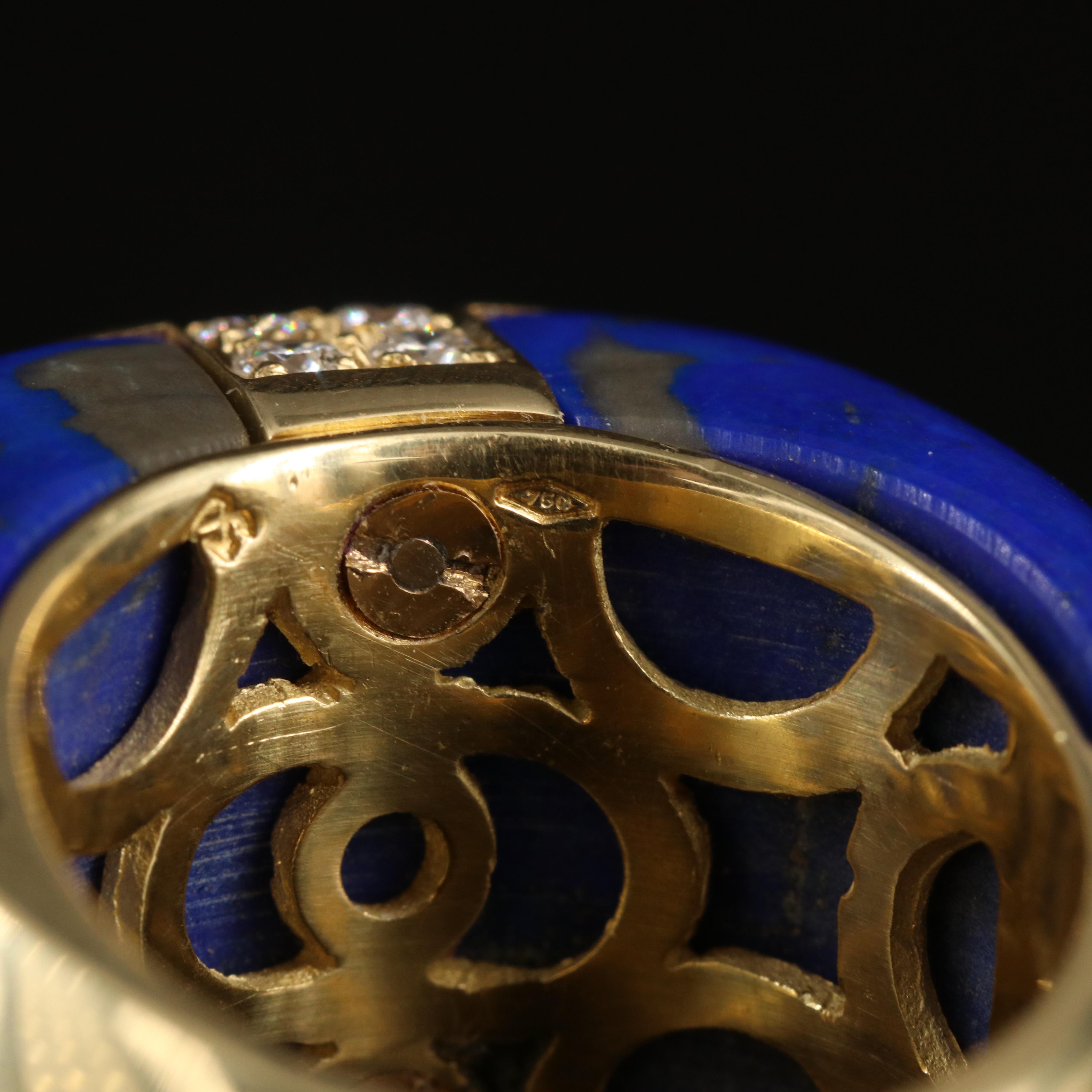 1970s 18K Lapis Lazuli and 1.04 CTW Diamond Bombé Ring