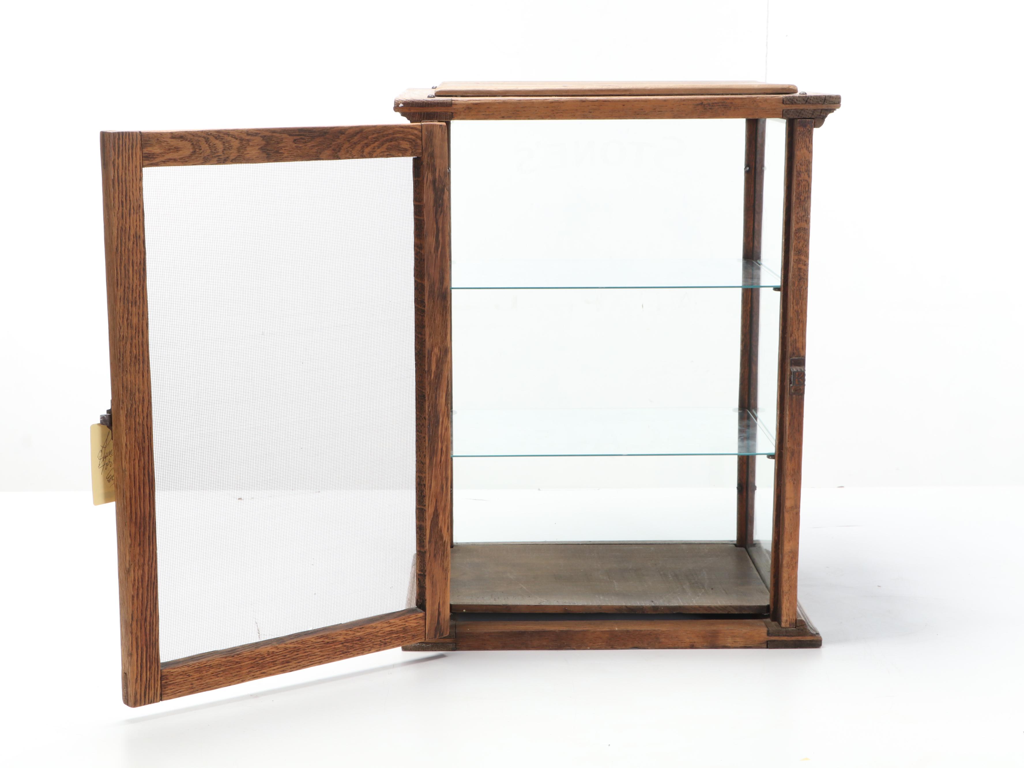 "Stone's Wrapped Cake" Oak and Glass Retail Display Case, Early 20th Century