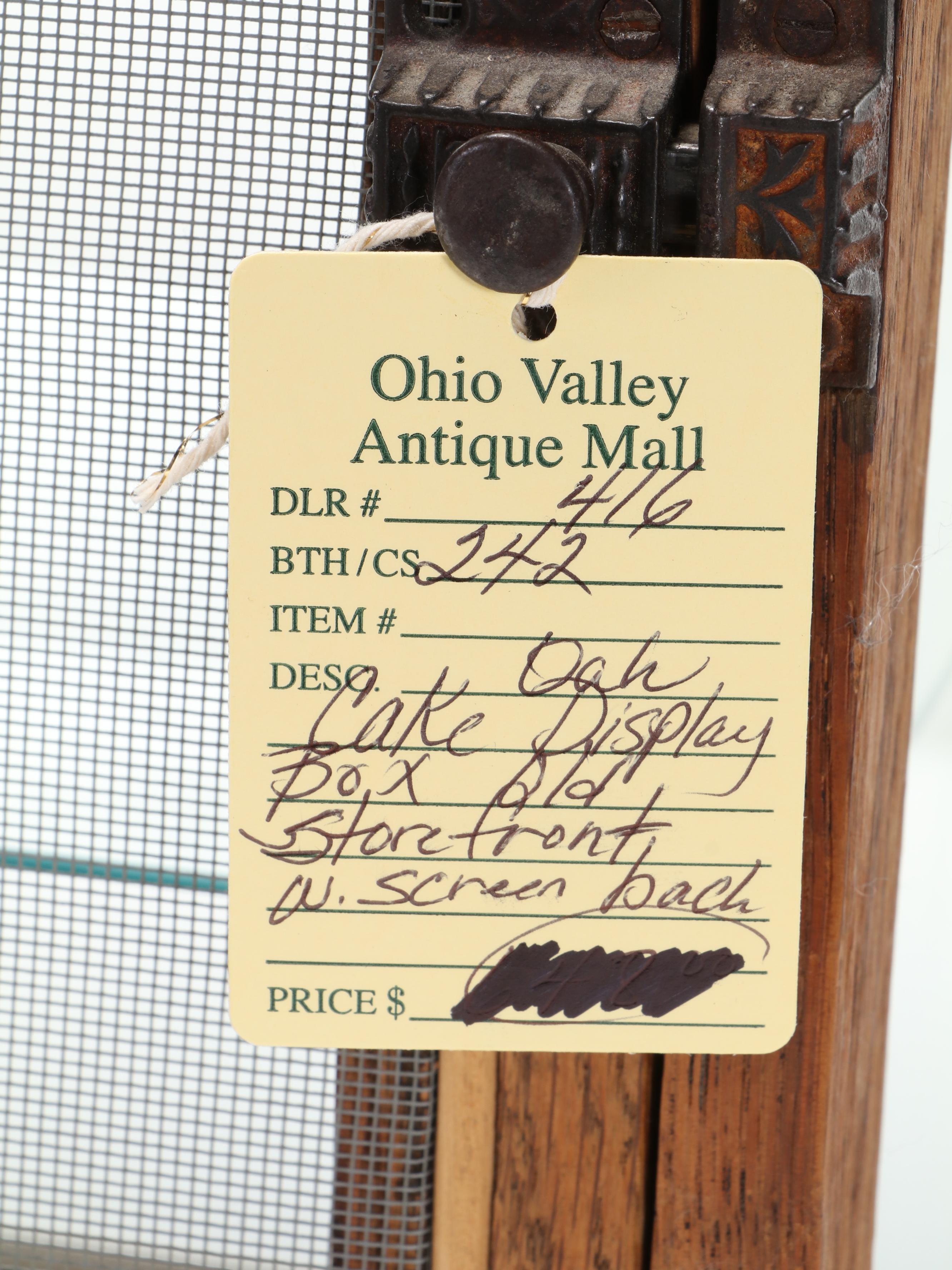 "Stone's Wrapped Cake" Oak and Glass Retail Display Case, Early 20th Century