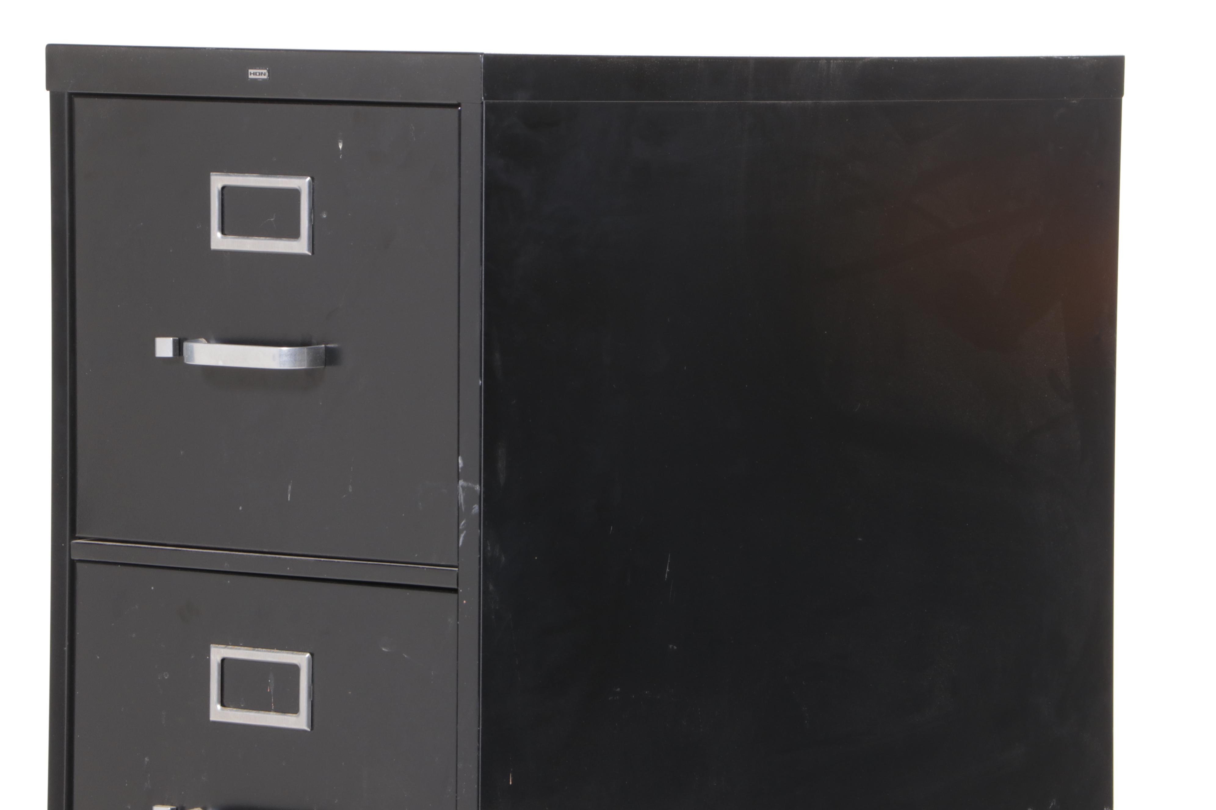 HON Black-Painted Steel Four-Drawer File Cabinet