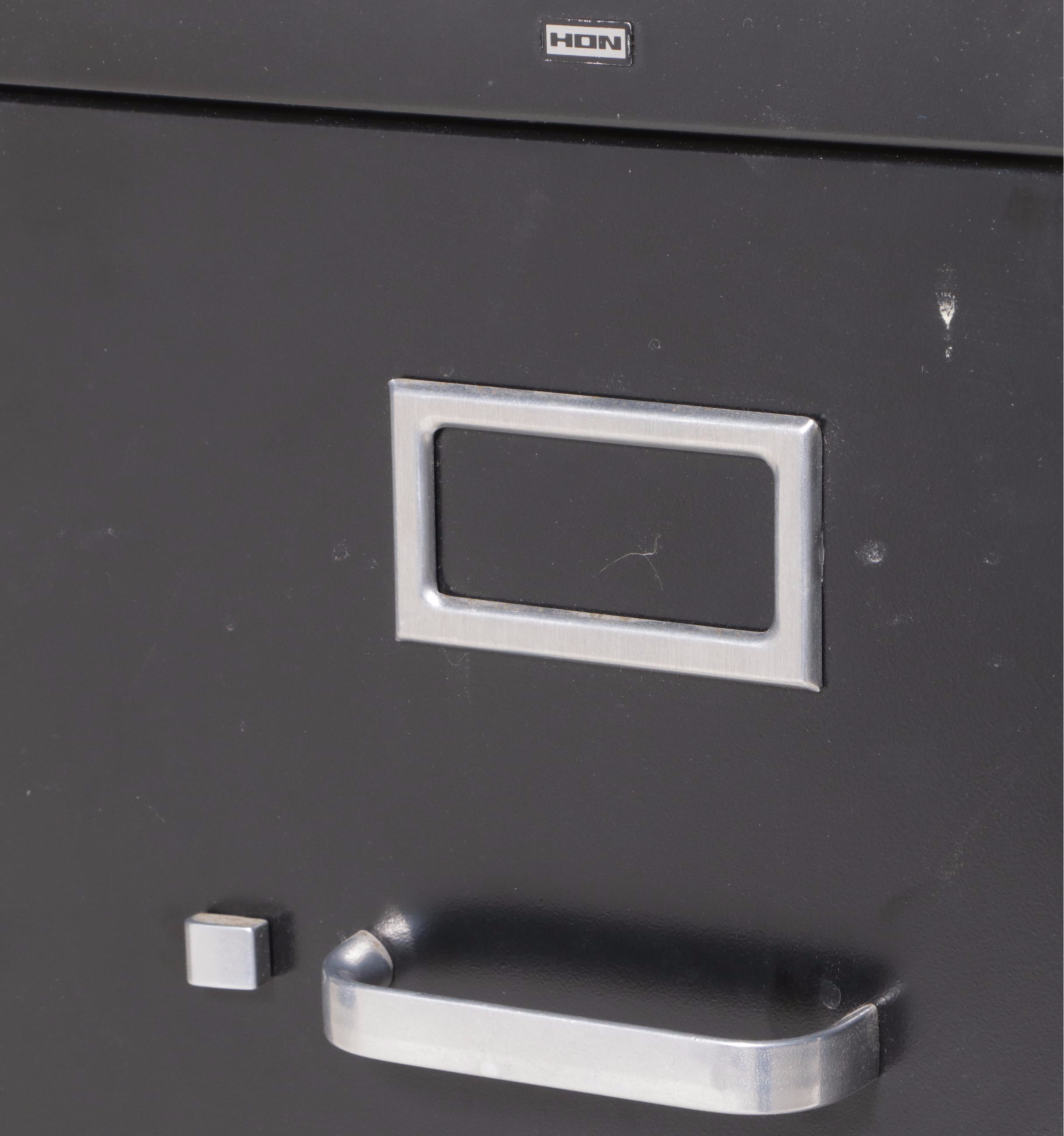 HON Black-Painted Steel Four-Drawer File Cabinet