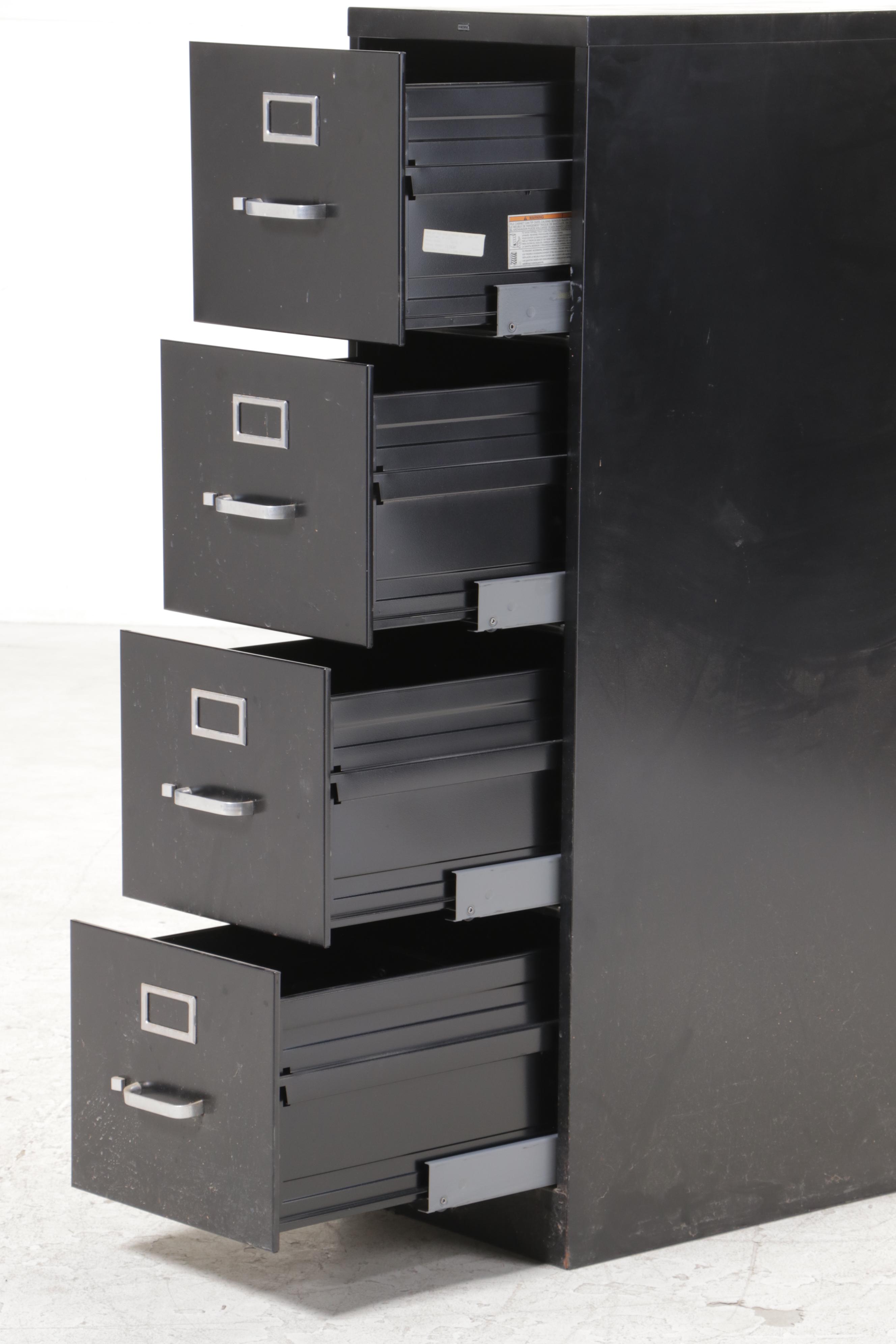 HON Black-Painted Steel Four-Drawer File Cabinet
