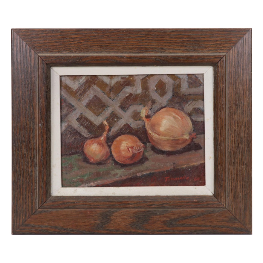 Vito Tomasello Still Life Oil Painting of Onions, 1960