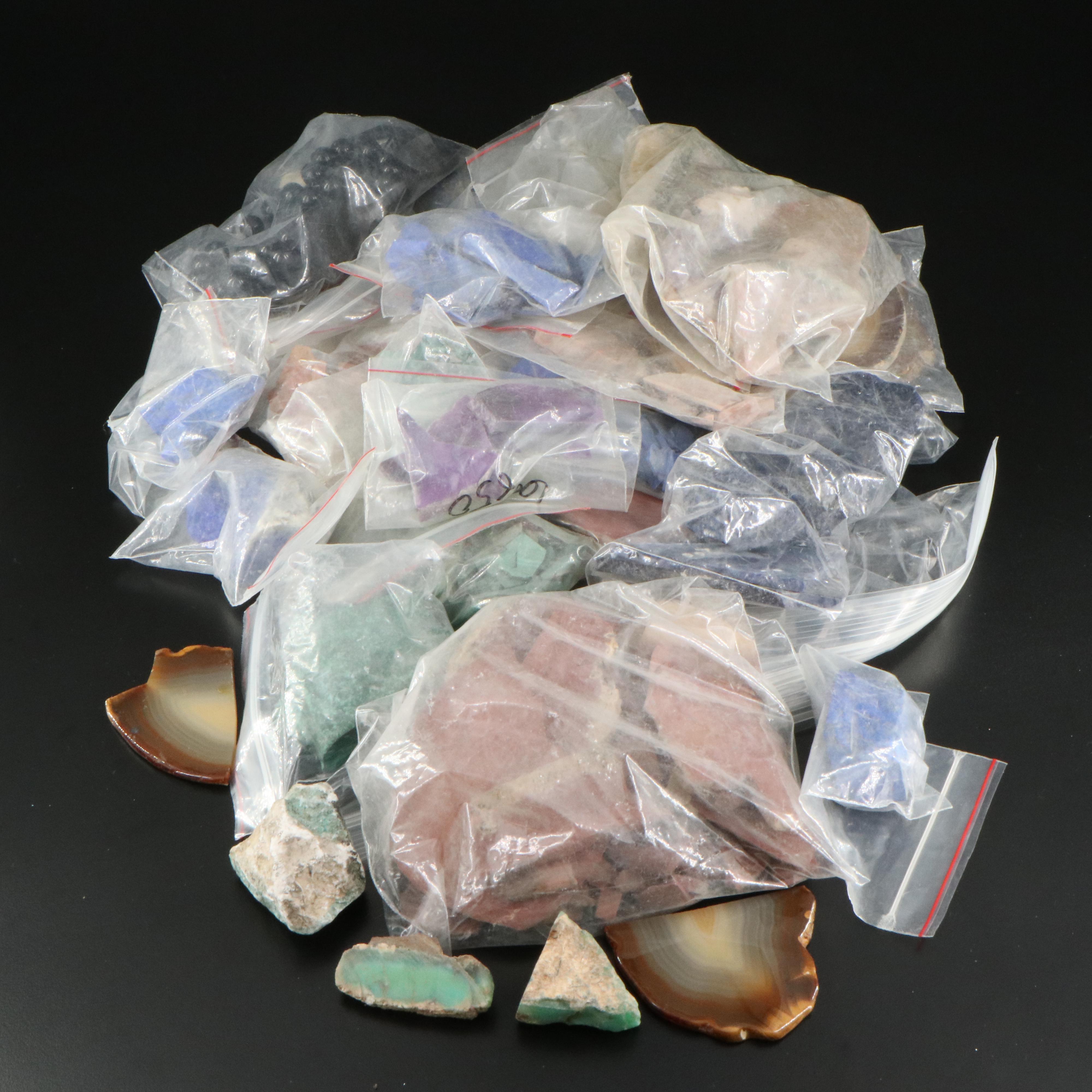 Loose Malachite. Agate and Lapis Lazuli