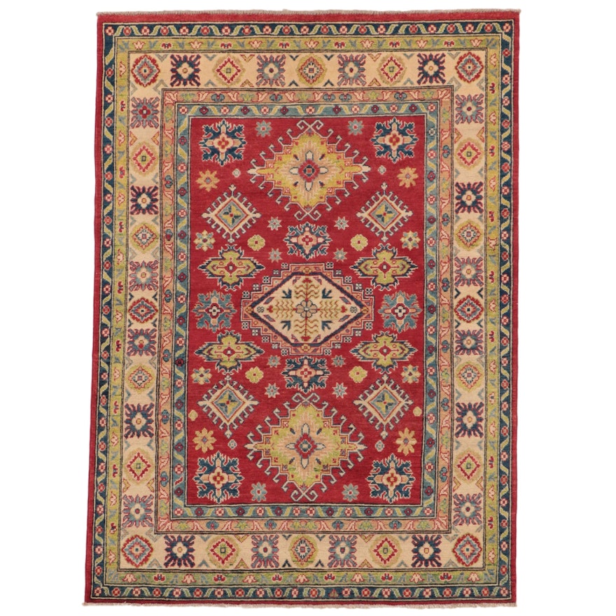 5' x 7' Hand-Knotted Pakistani Kazak-Style Area Rug