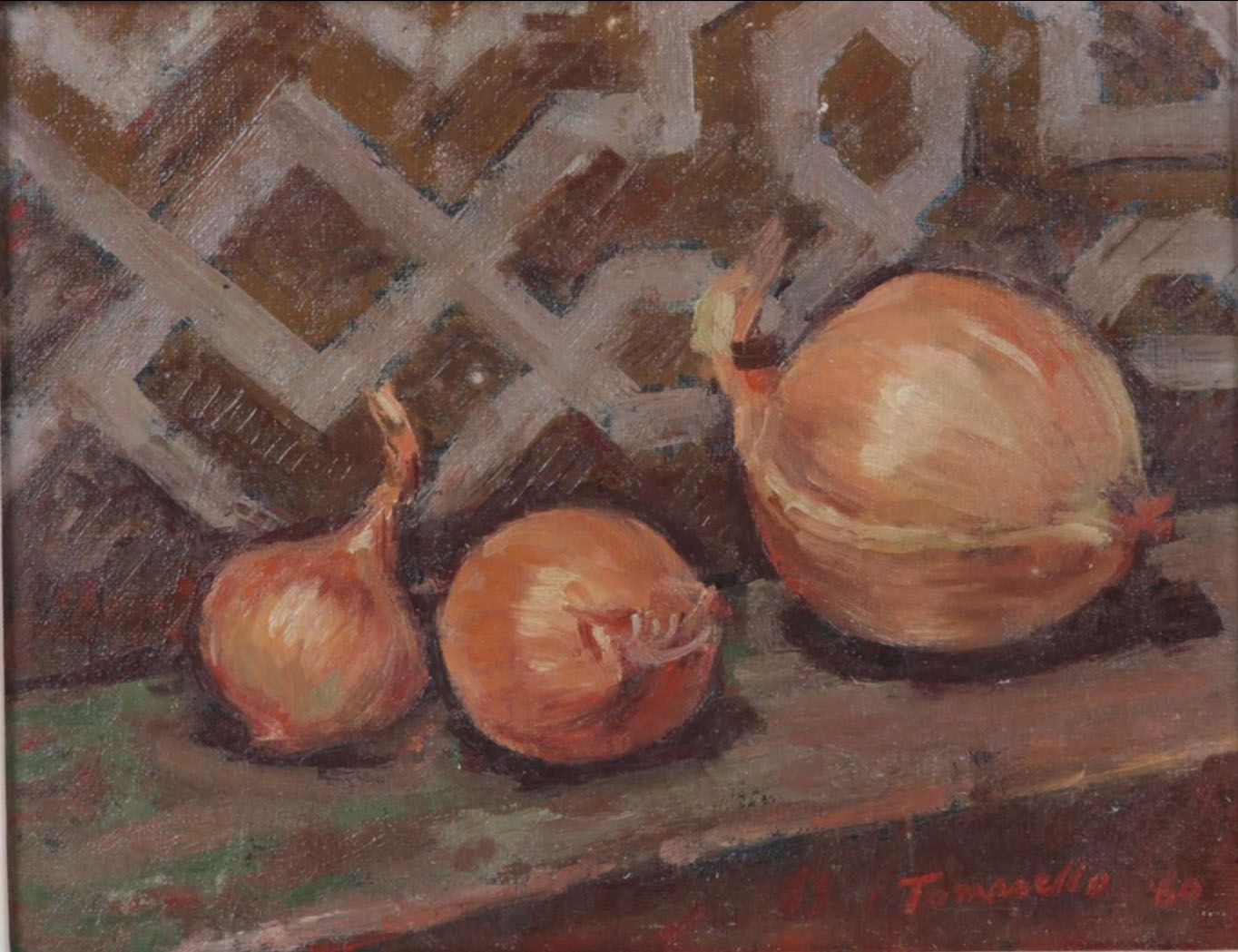 Vito Tomasello Still Life Oil Painting of Onions, 1960