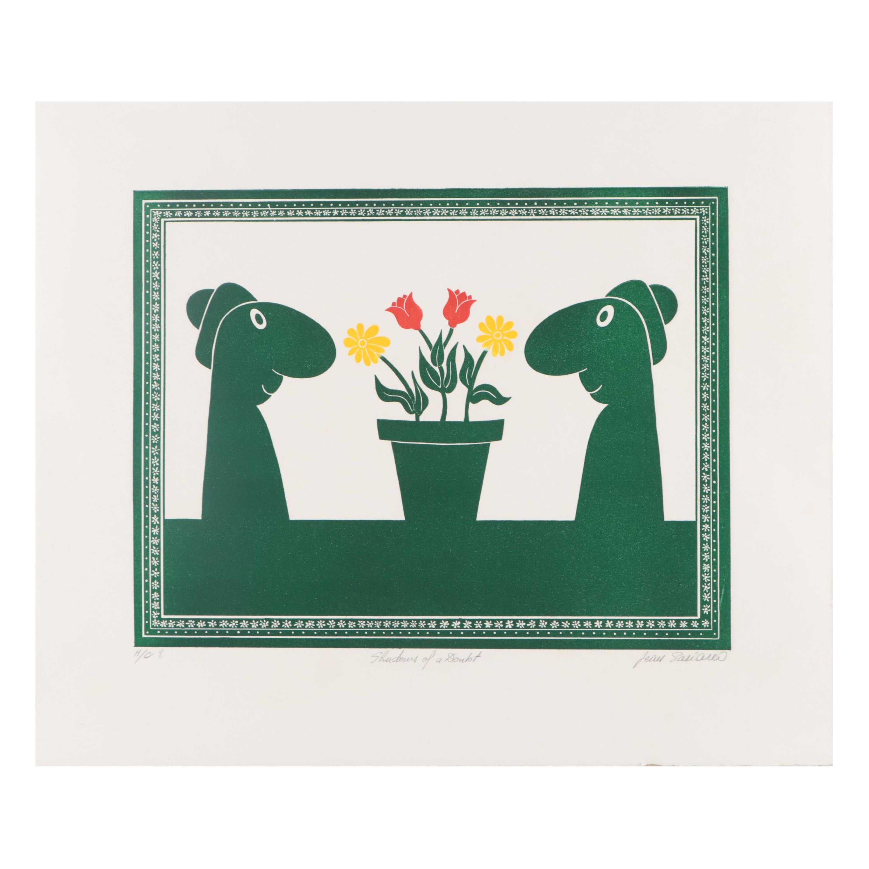 Jean Sariano Etching "Shadows of a Doubt"