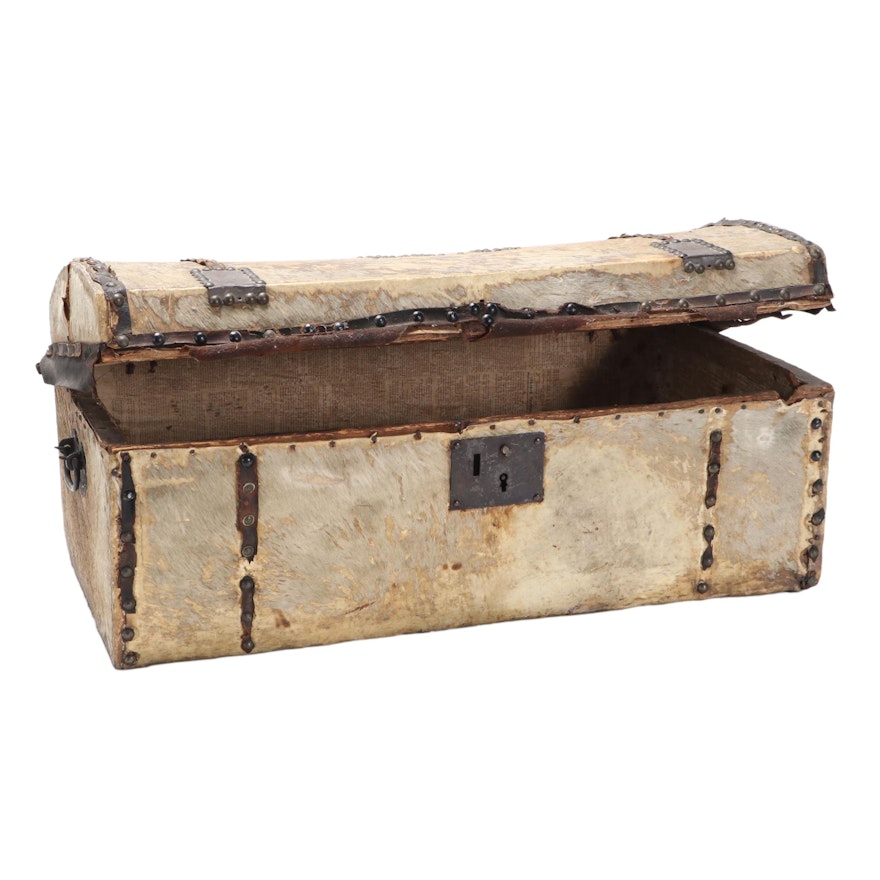 European Hide Covered Storage Trunk, Circa 1800