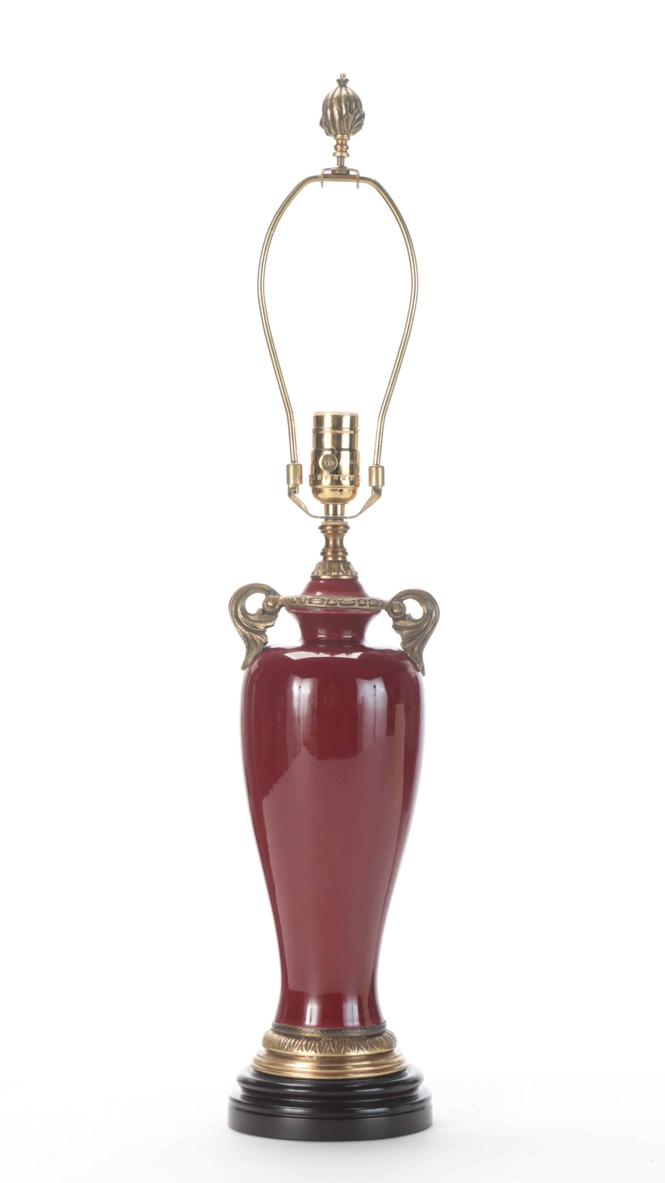 Bradburn Gallery Neoclassical Style Ormolu Mounted Sang de Boeuf Amphora Lamp