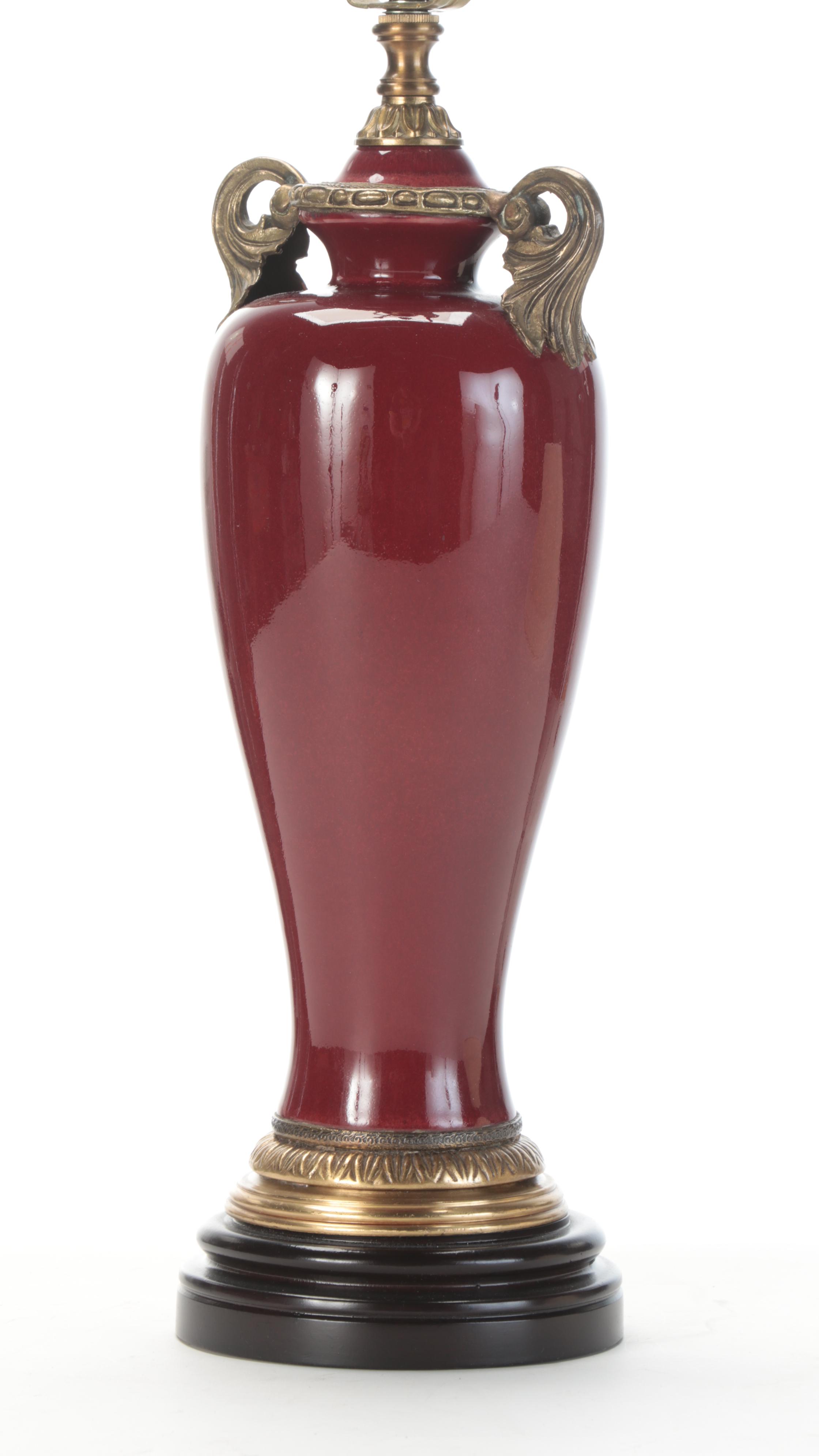 Bradburn Gallery Neoclassical Style Ormolu Mounted Sang de Boeuf Amphora Lamp