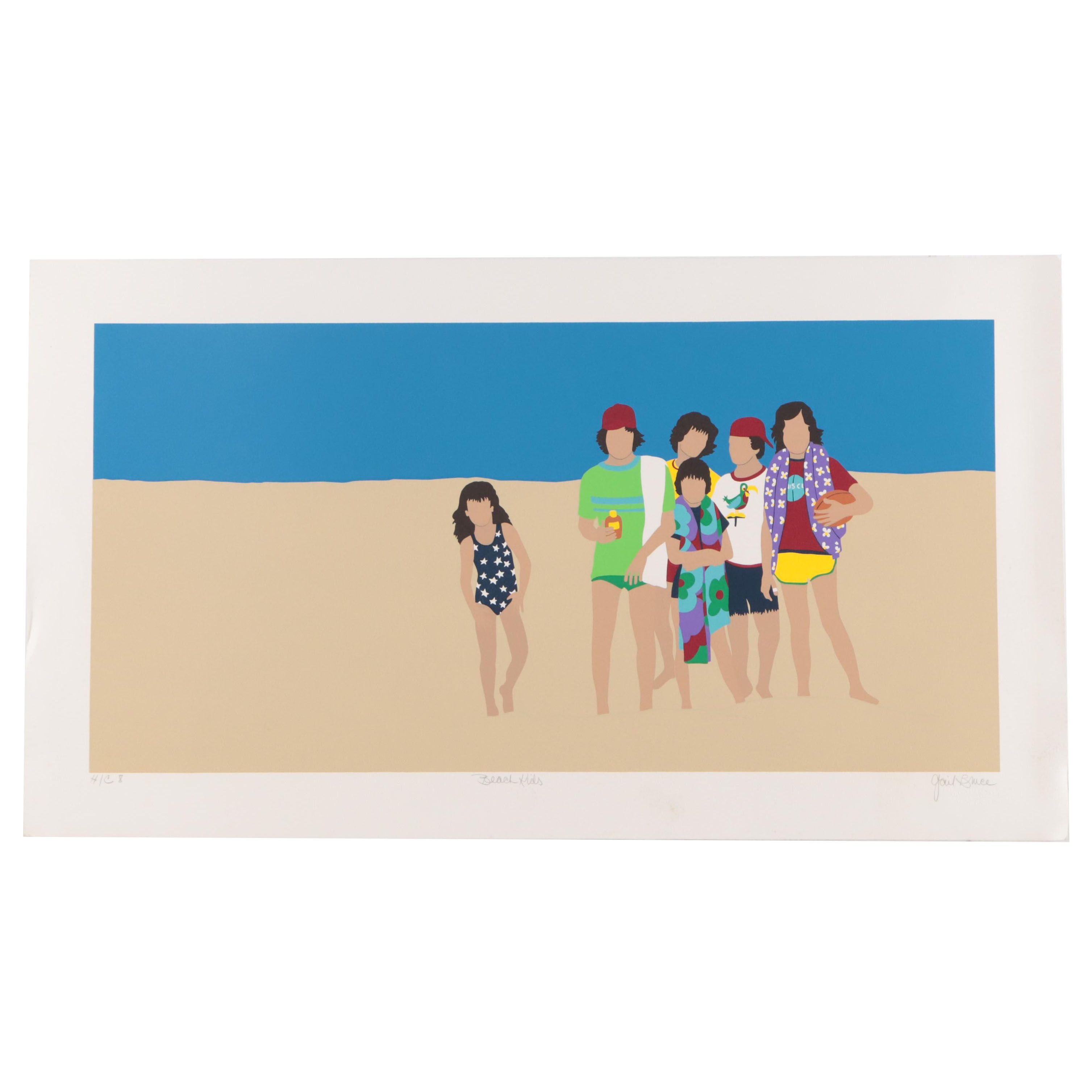 Gail Bruce Serigraph "Beach Kids"