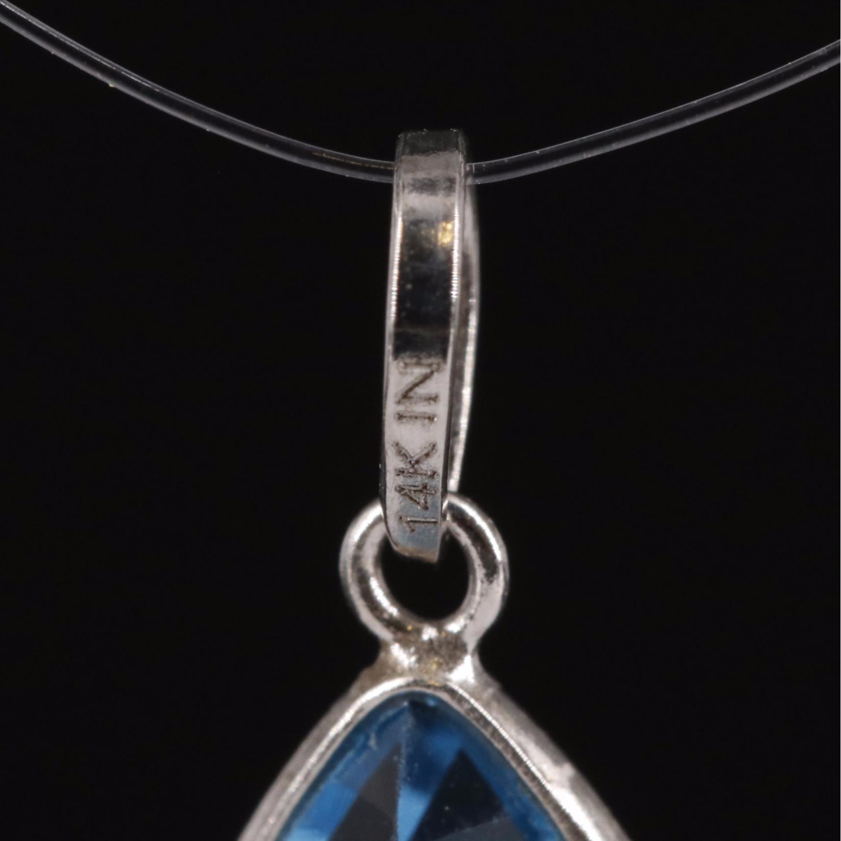 14K Swiss Blue Topaz Pendant