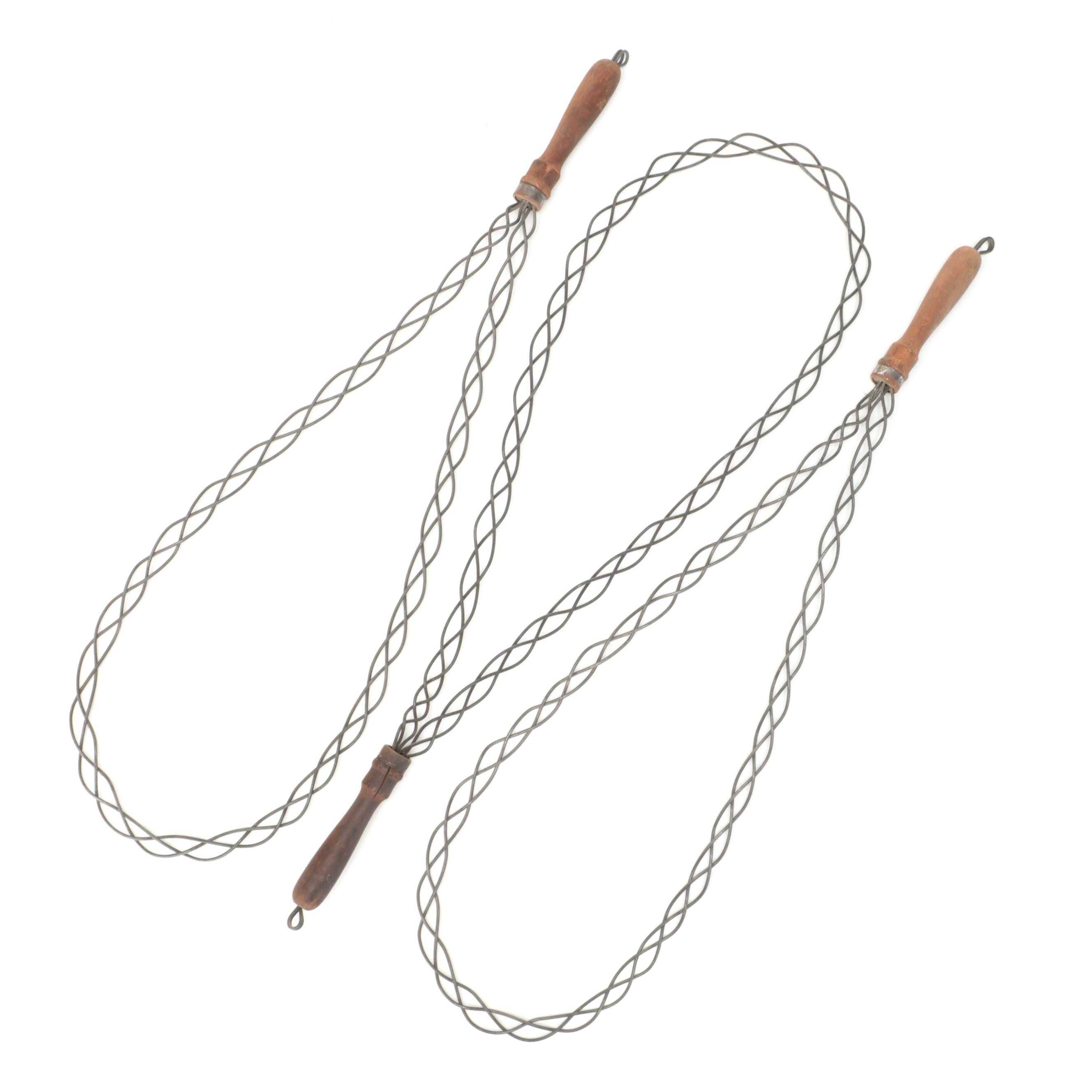 Primitive Wooden Handled Metal Rug Beater, Early to Mid-20th Century