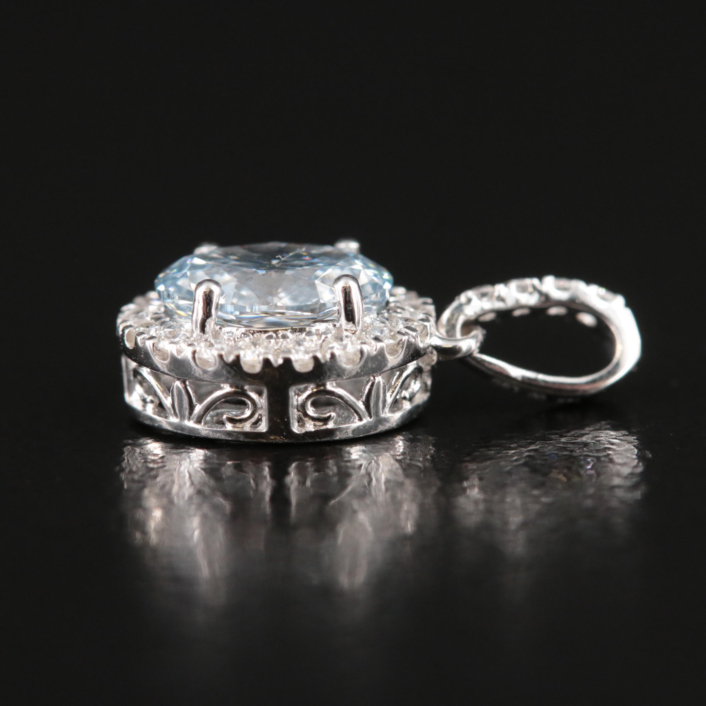 14K 0.63 CTW Lab Grown Halo Pendant