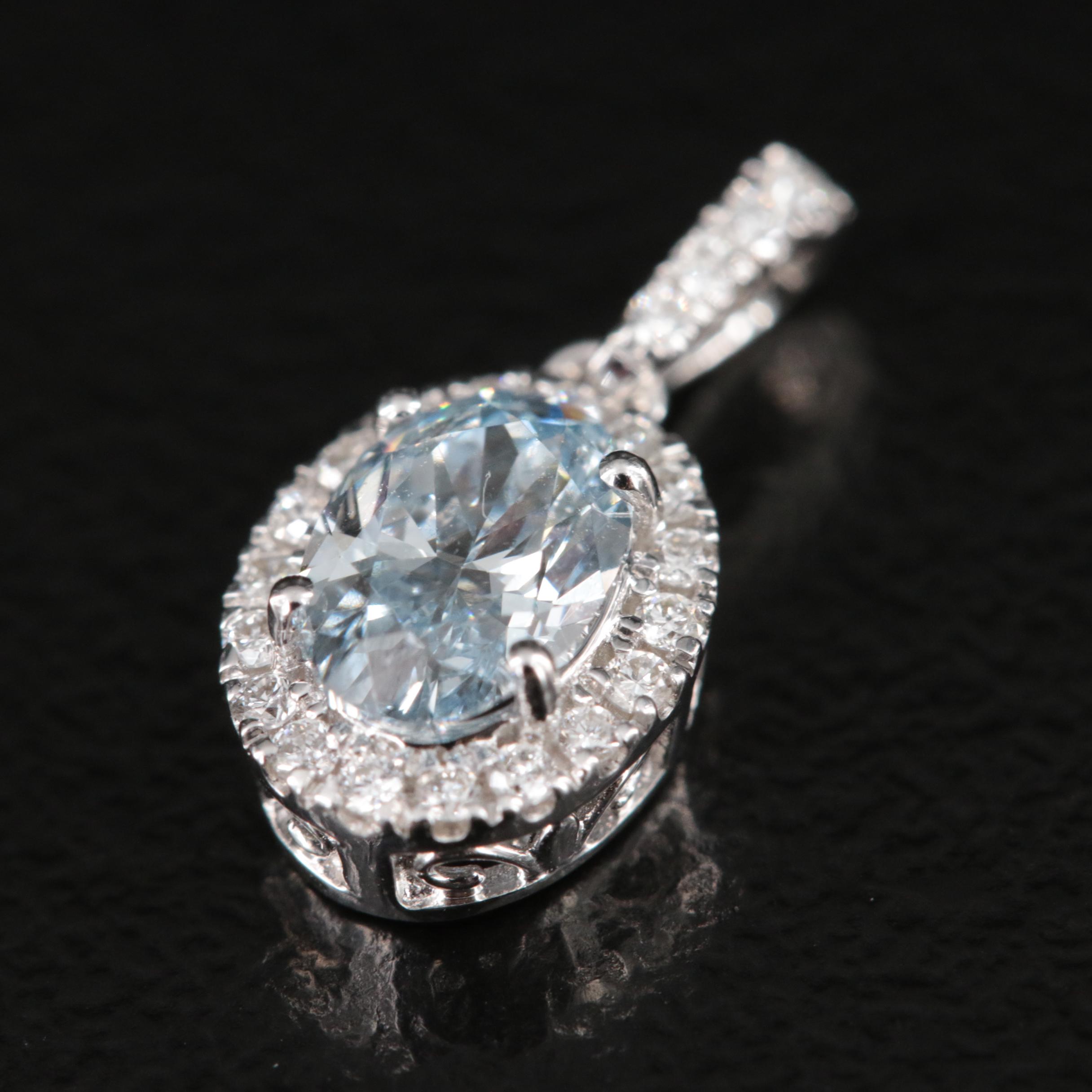 14K 0.63 CTW Lab Grown Halo Pendant