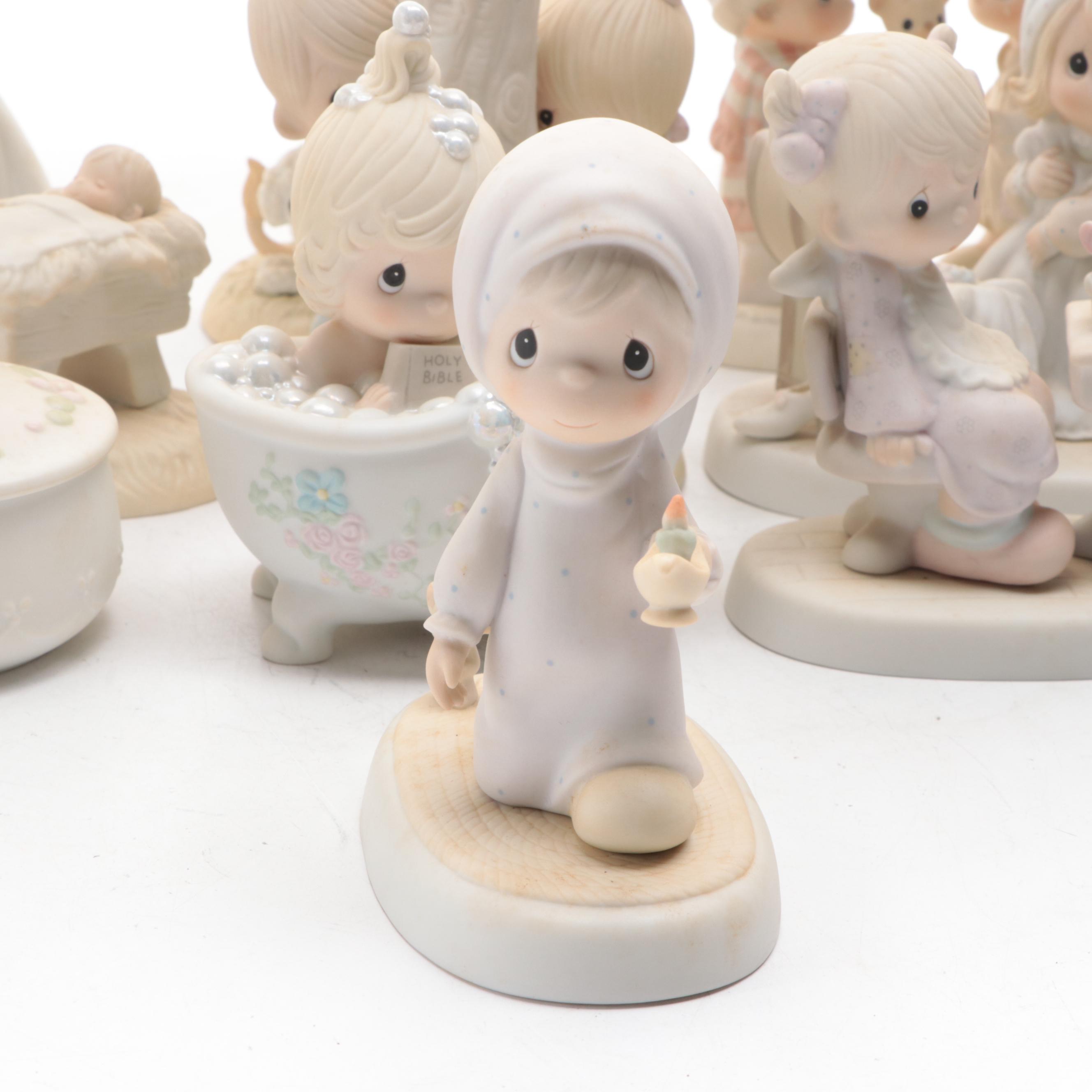 Precious Moment Porcelain Figurines Including "Peace on Earth," and More