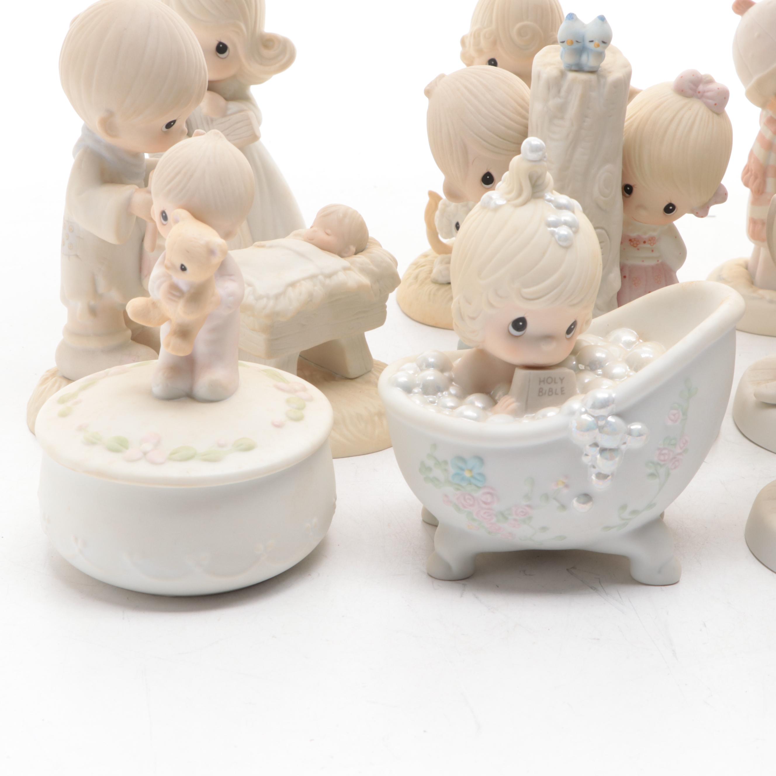 Precious Moment Porcelain Figurines Including "Peace on Earth," and More