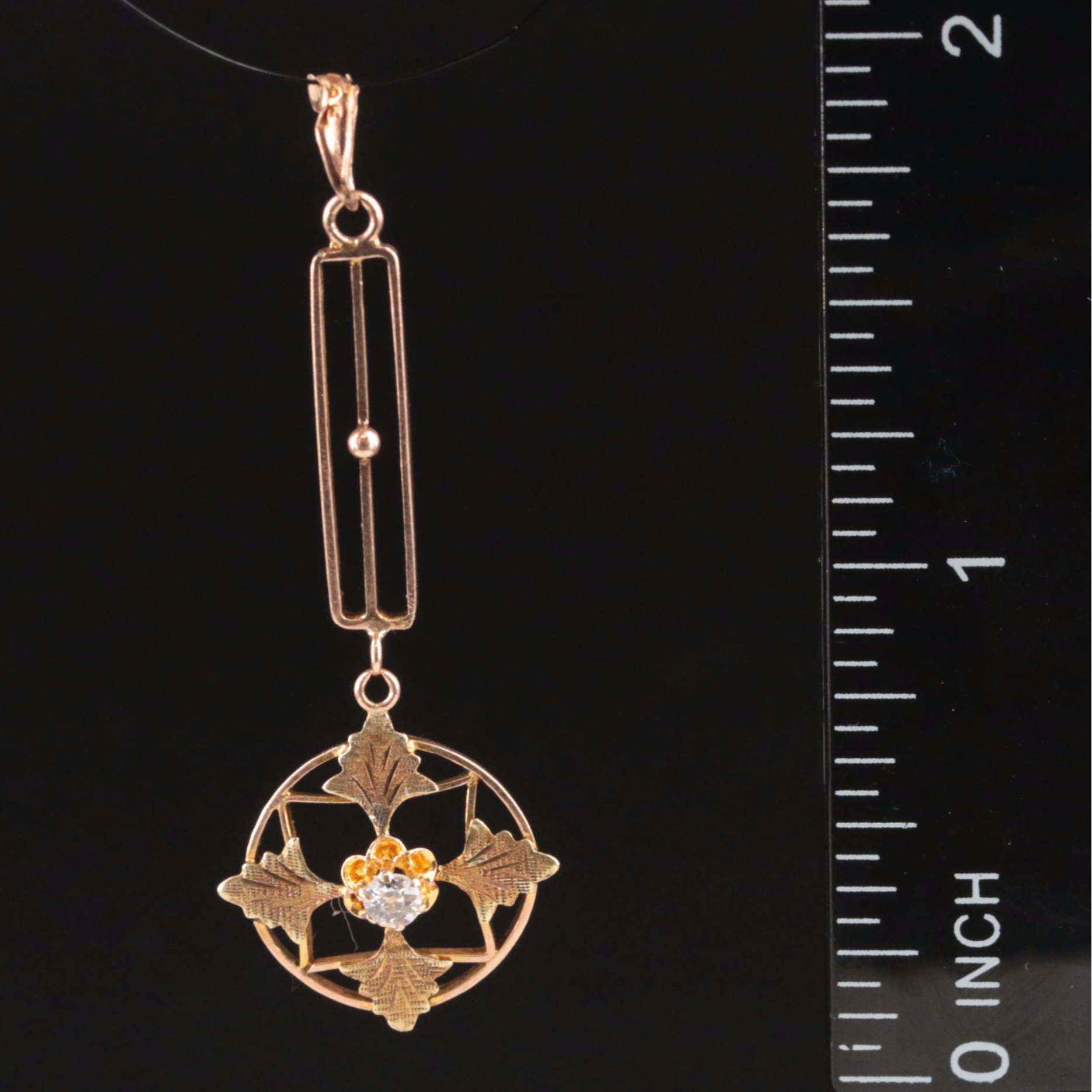 Arts & Crafts 10K 0.07 CT Diamond Lavalier Pendant