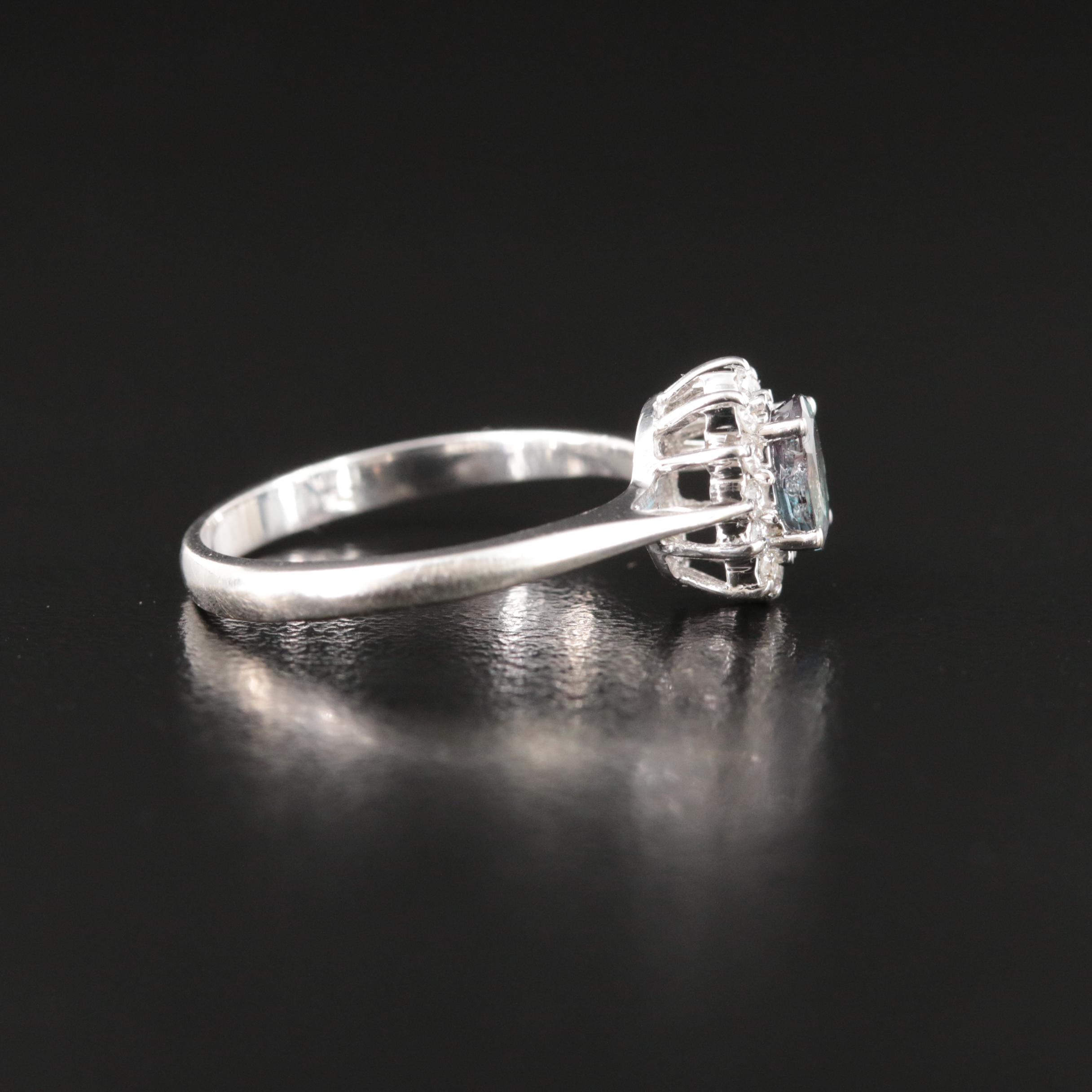 18K Color Change Alexandrite and Diamond Ring