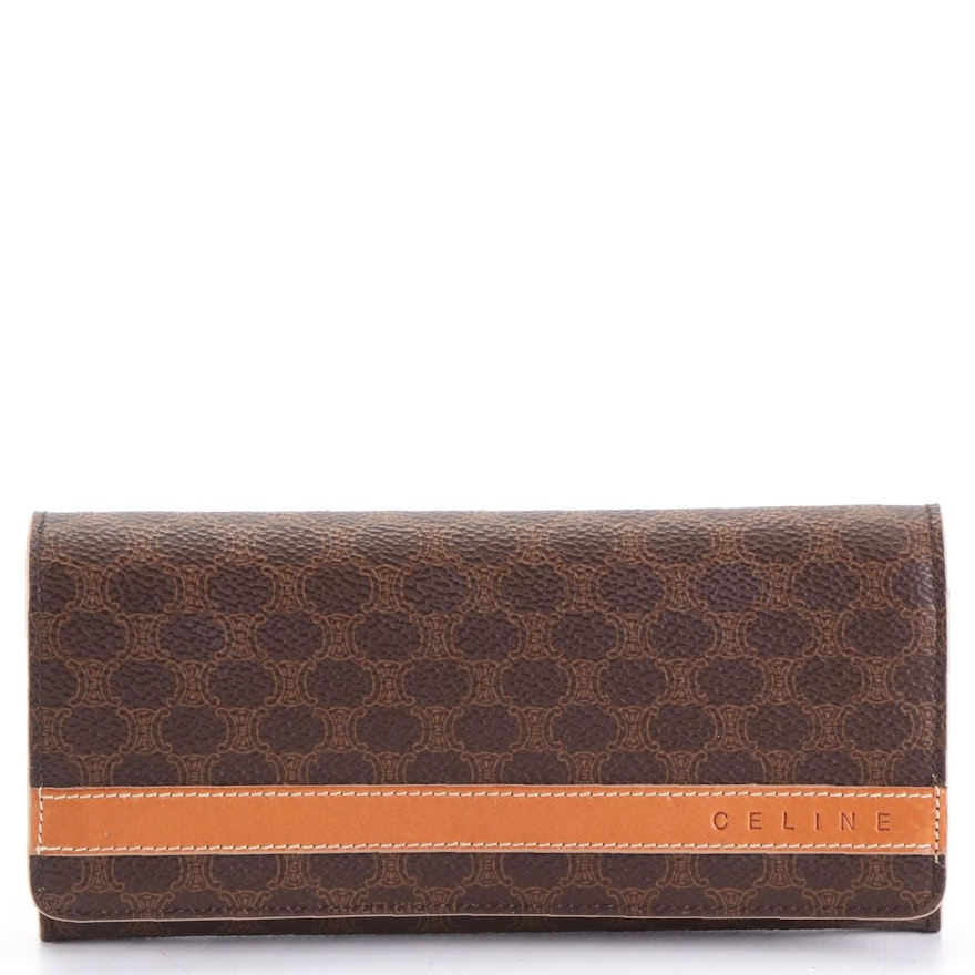 Celine Continental Wallet in Macadam Canvas with Leather Trim