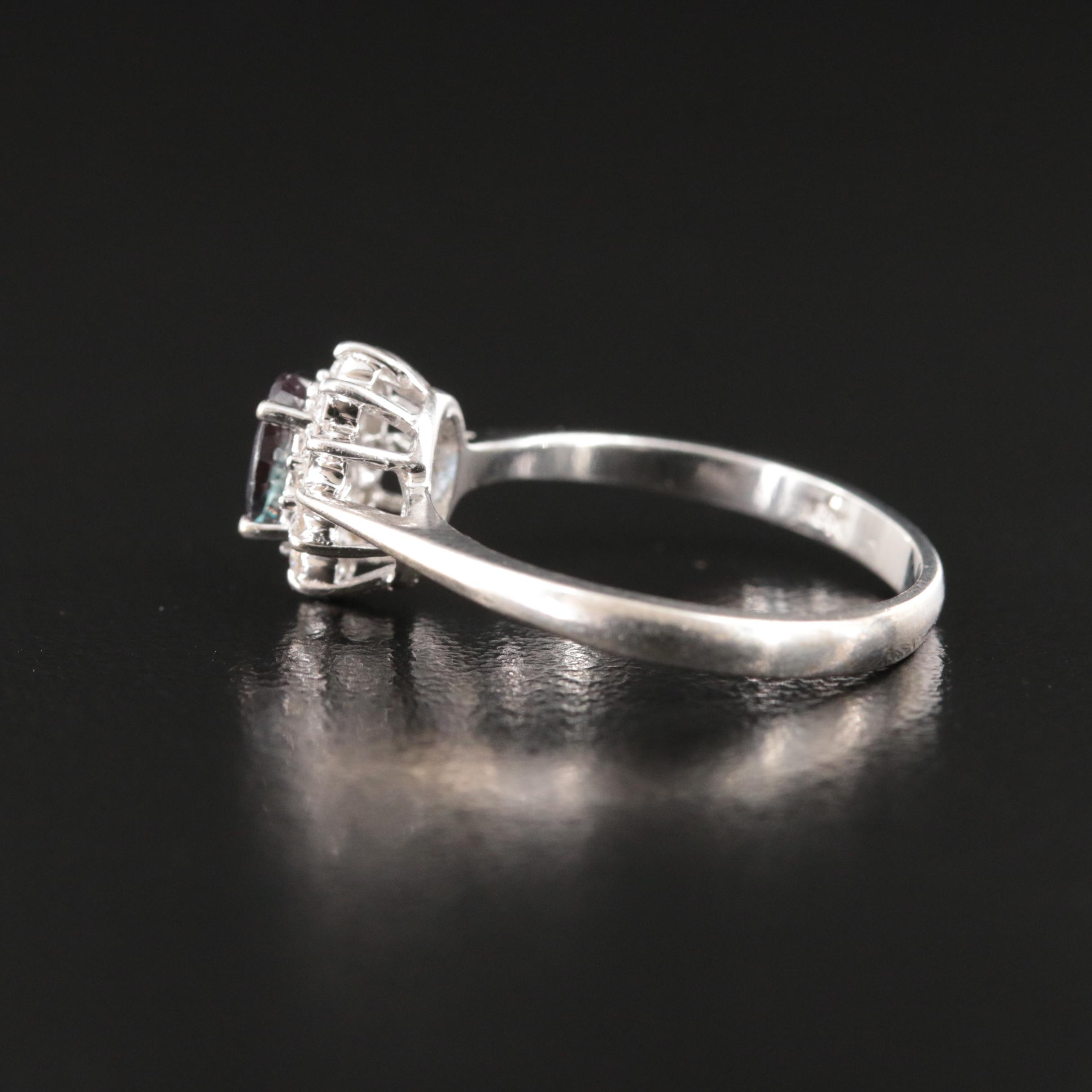 18K Color Change Alexandrite and Diamond Ring