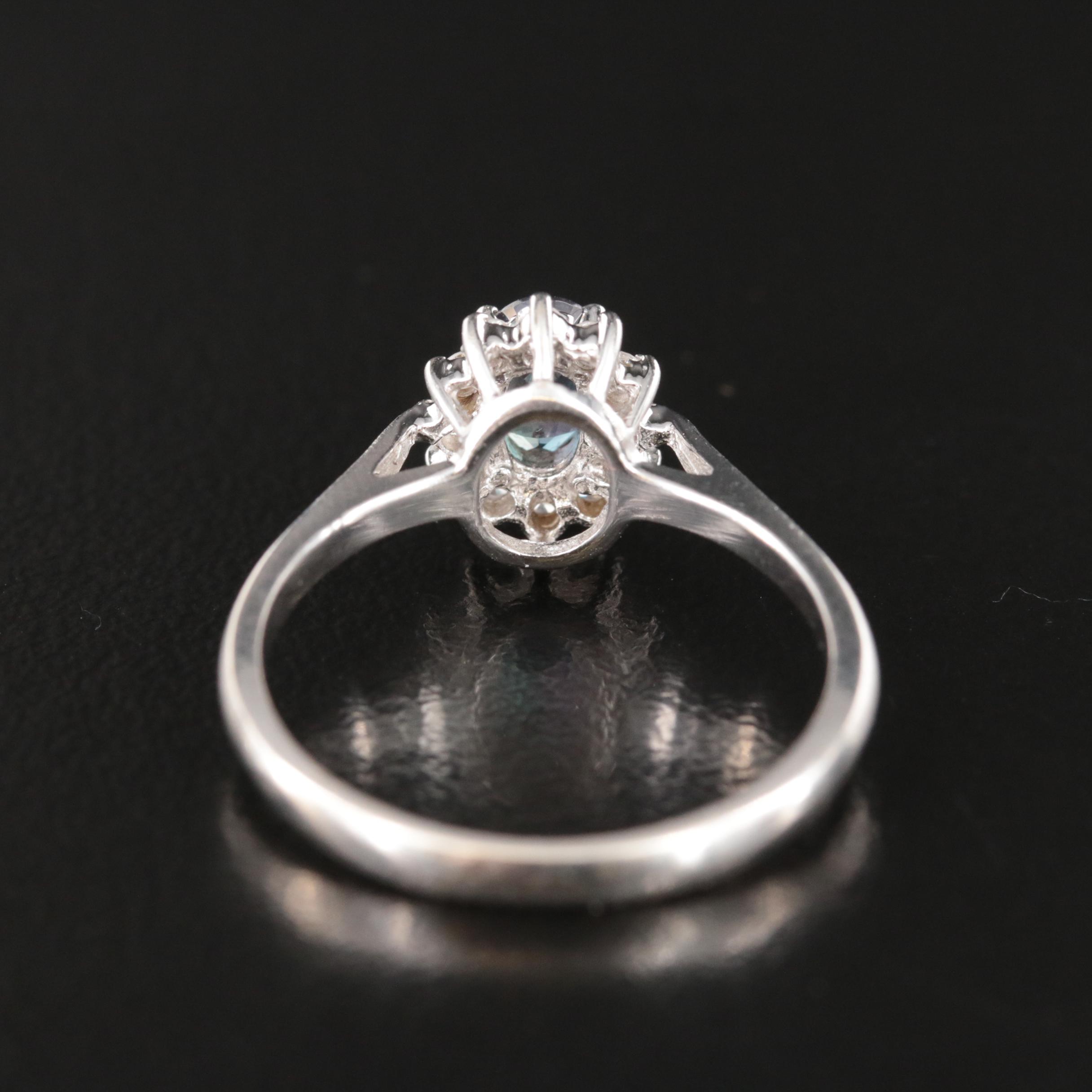 18K Color Change Alexandrite and Diamond Ring