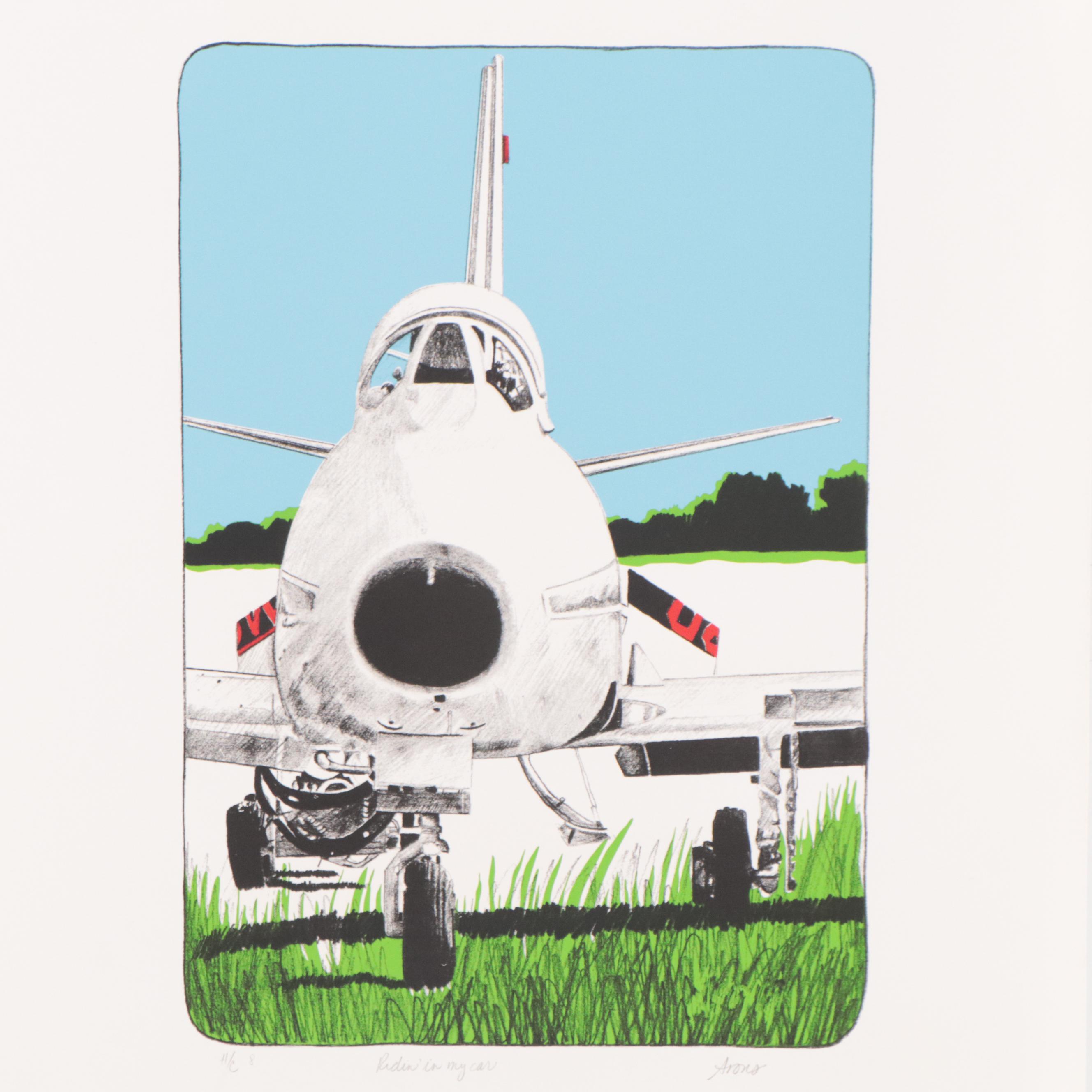 Joyce Arons Modernist Serigraph "Ridin' in My Car"