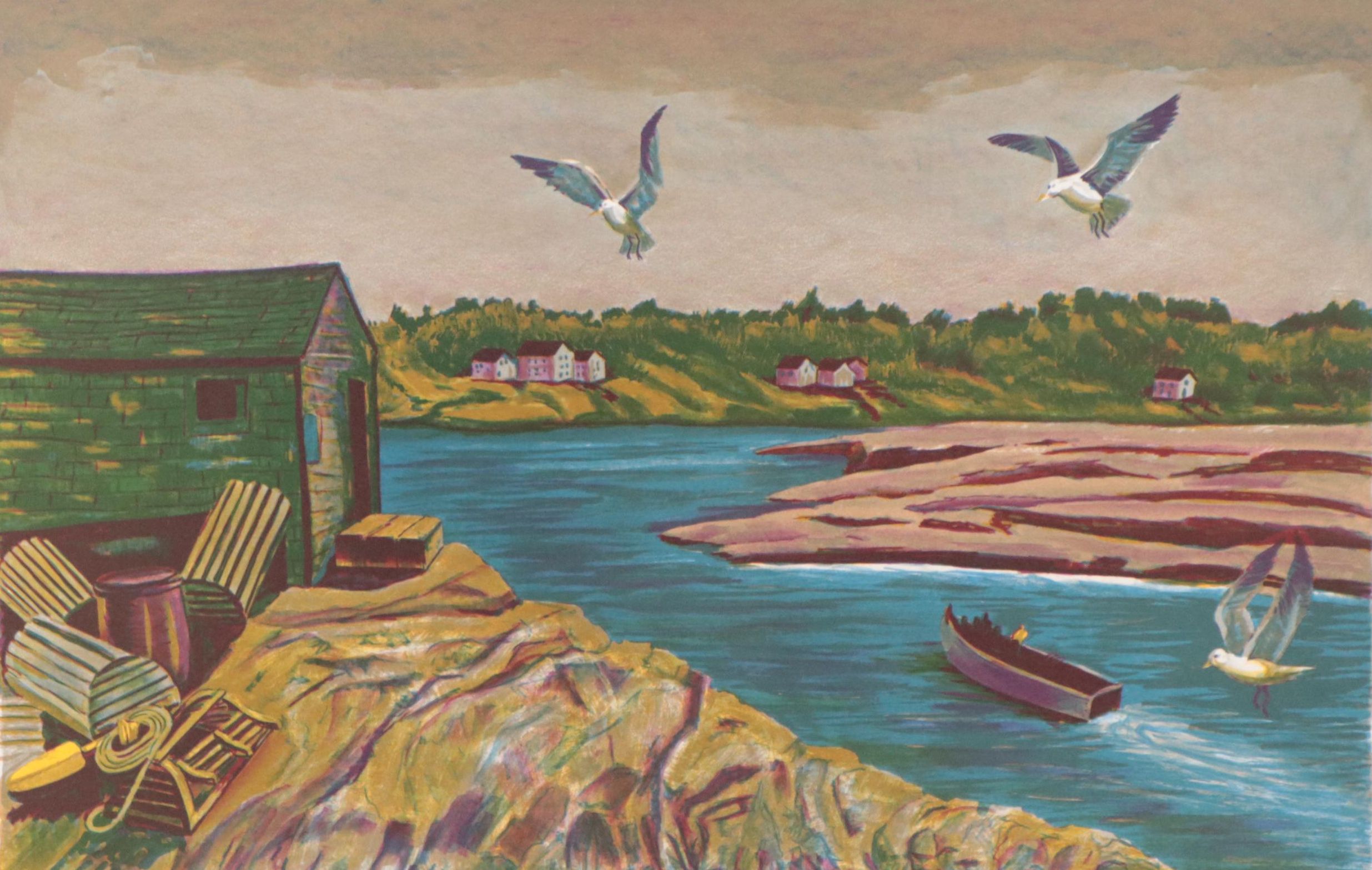 Jack Van Deckter Coastal Landscape Lithograph