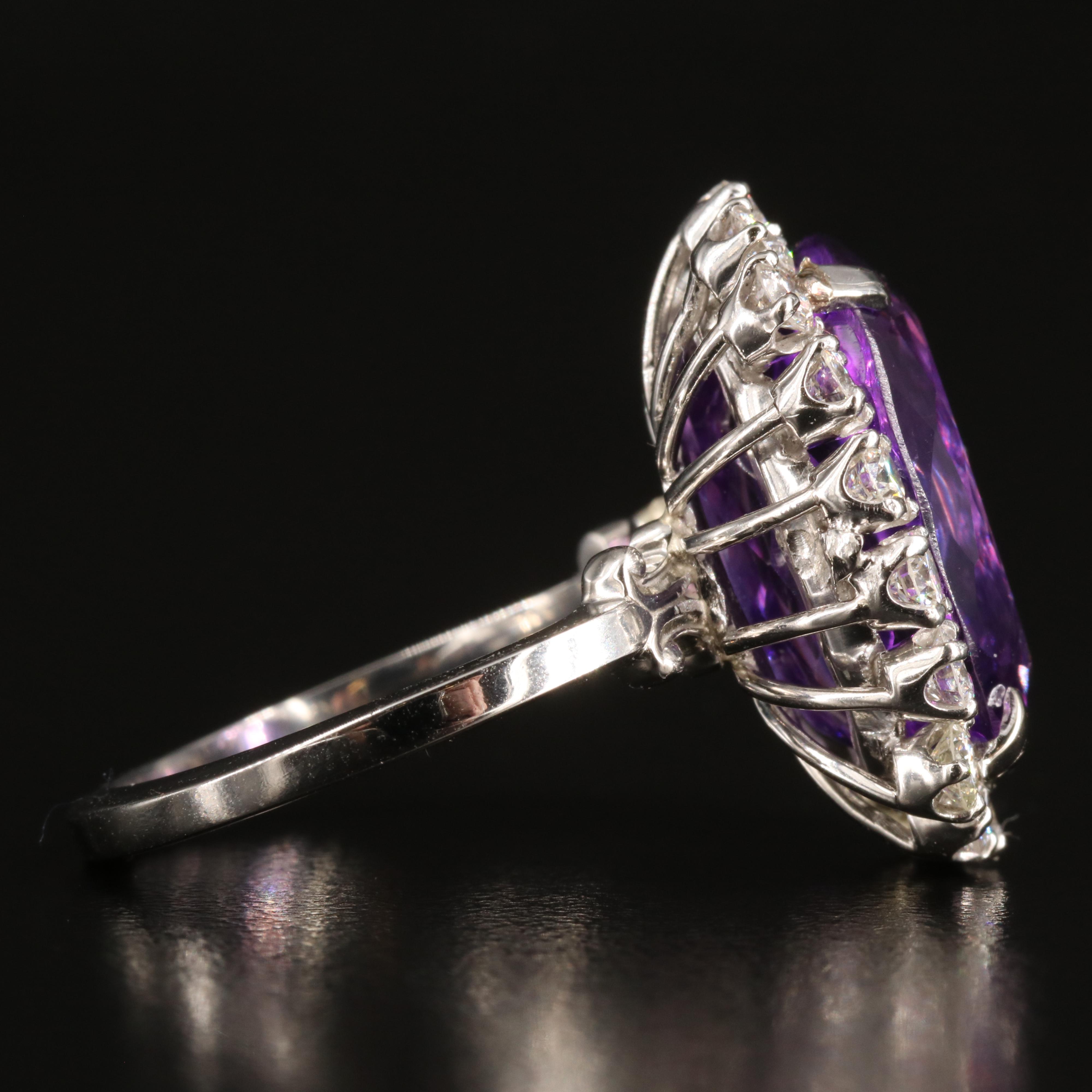 Platinum 10.73 CT Amethyst and 1.23 CTW Diamond Halo Ring